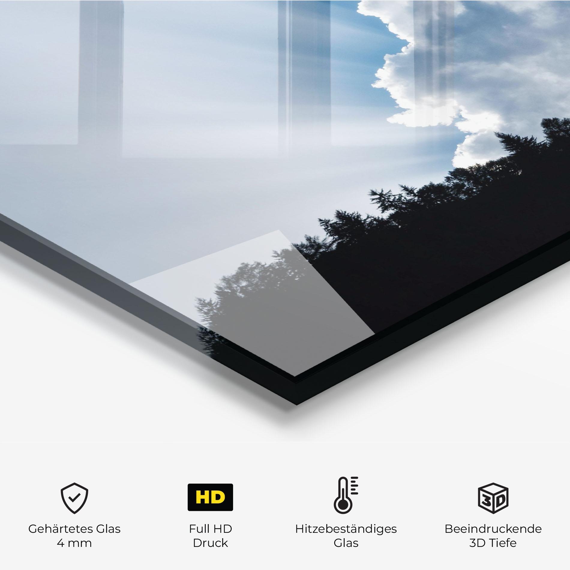 Küchenrückwand Glas Big White Cloud Light mockup 2