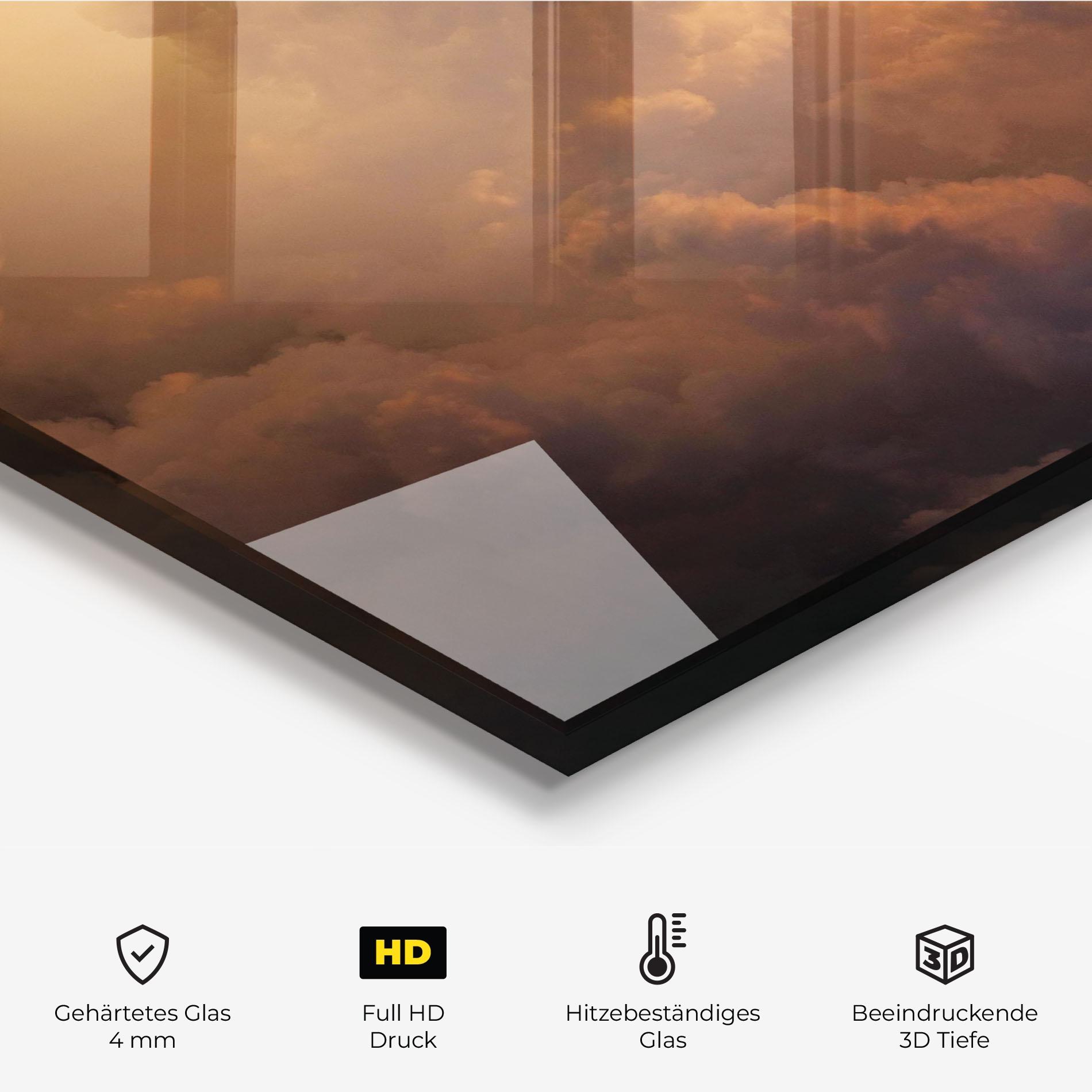 Küchenrückwand Glas Brown Orange Clouds mockup 2