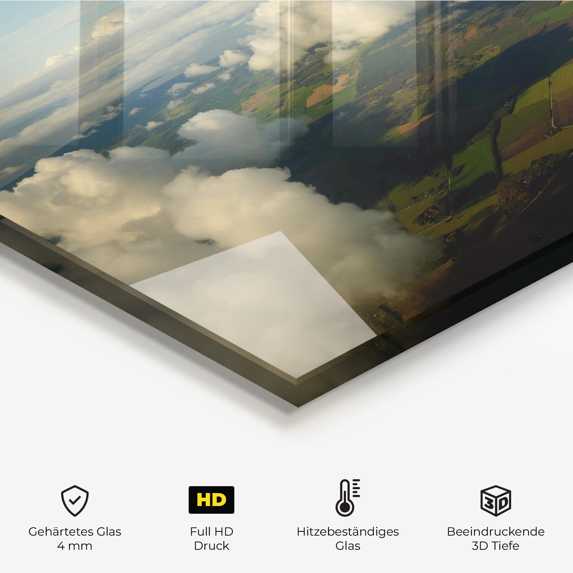 Küchenrückwand Glas Clouds View From Plane mockup 2