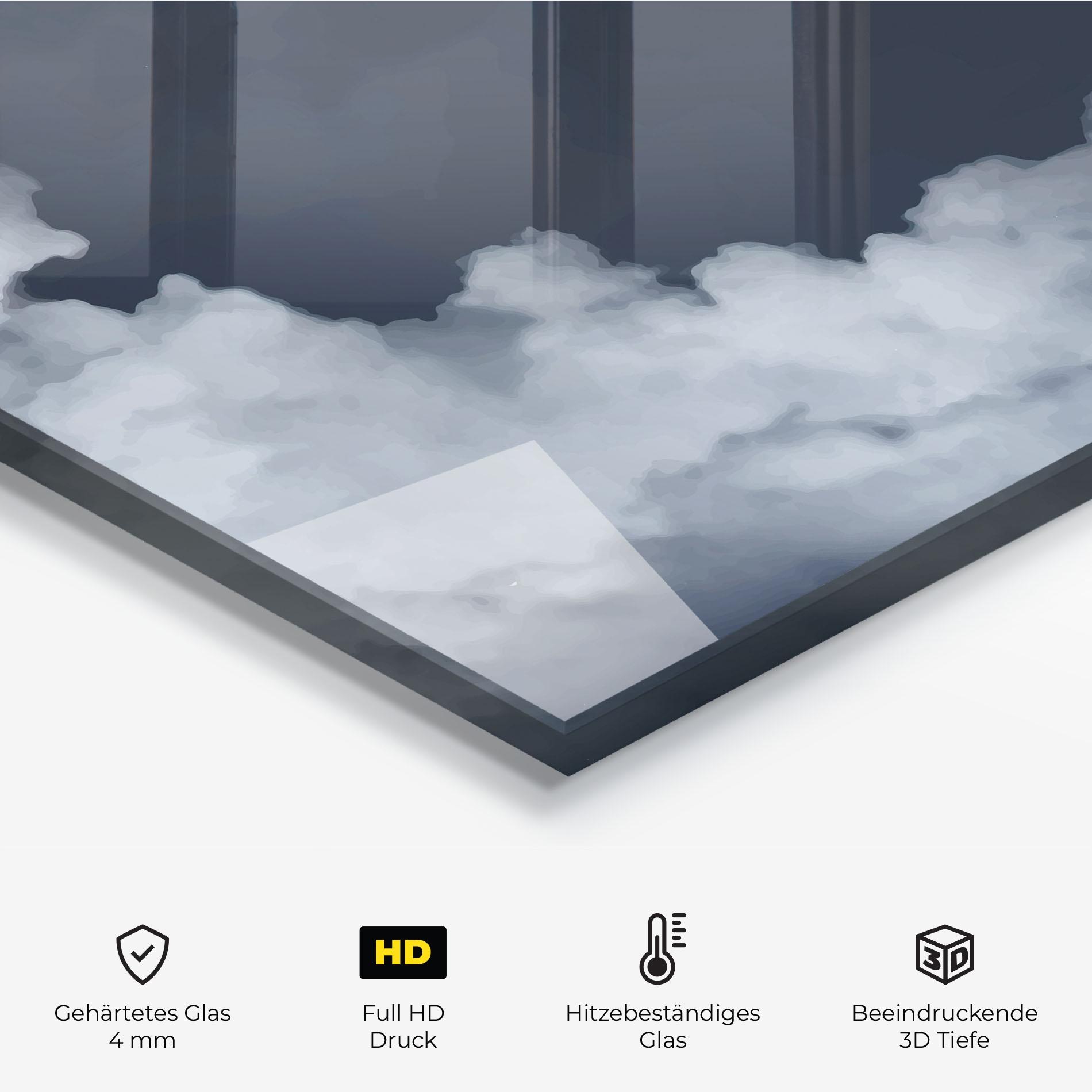 Küchenrückwand Glas Clouds Watercolor Black mockup 2
