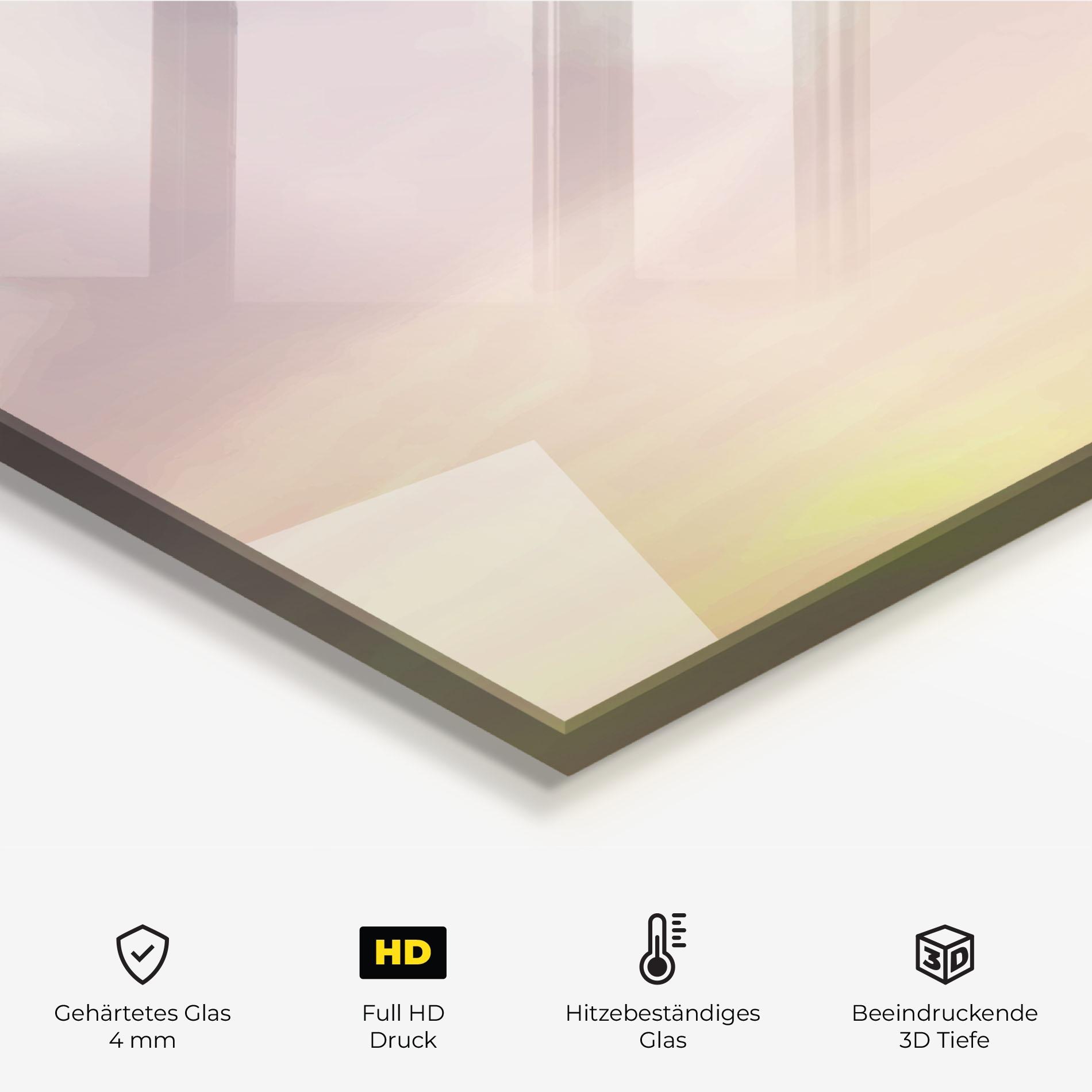 Küchenrückwand Glas Clouds Watercolor Cream mockup 2