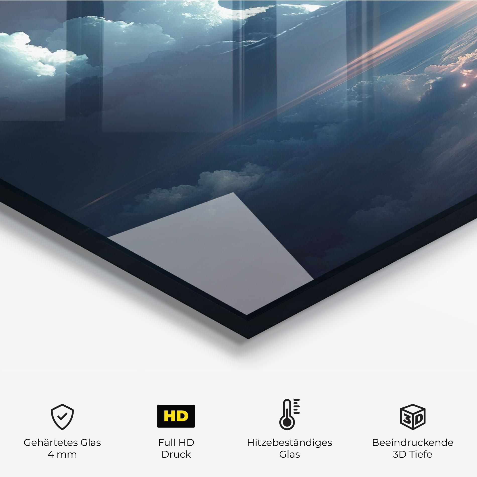 Küchenrückwand Glas Dark Clouds mockup 2