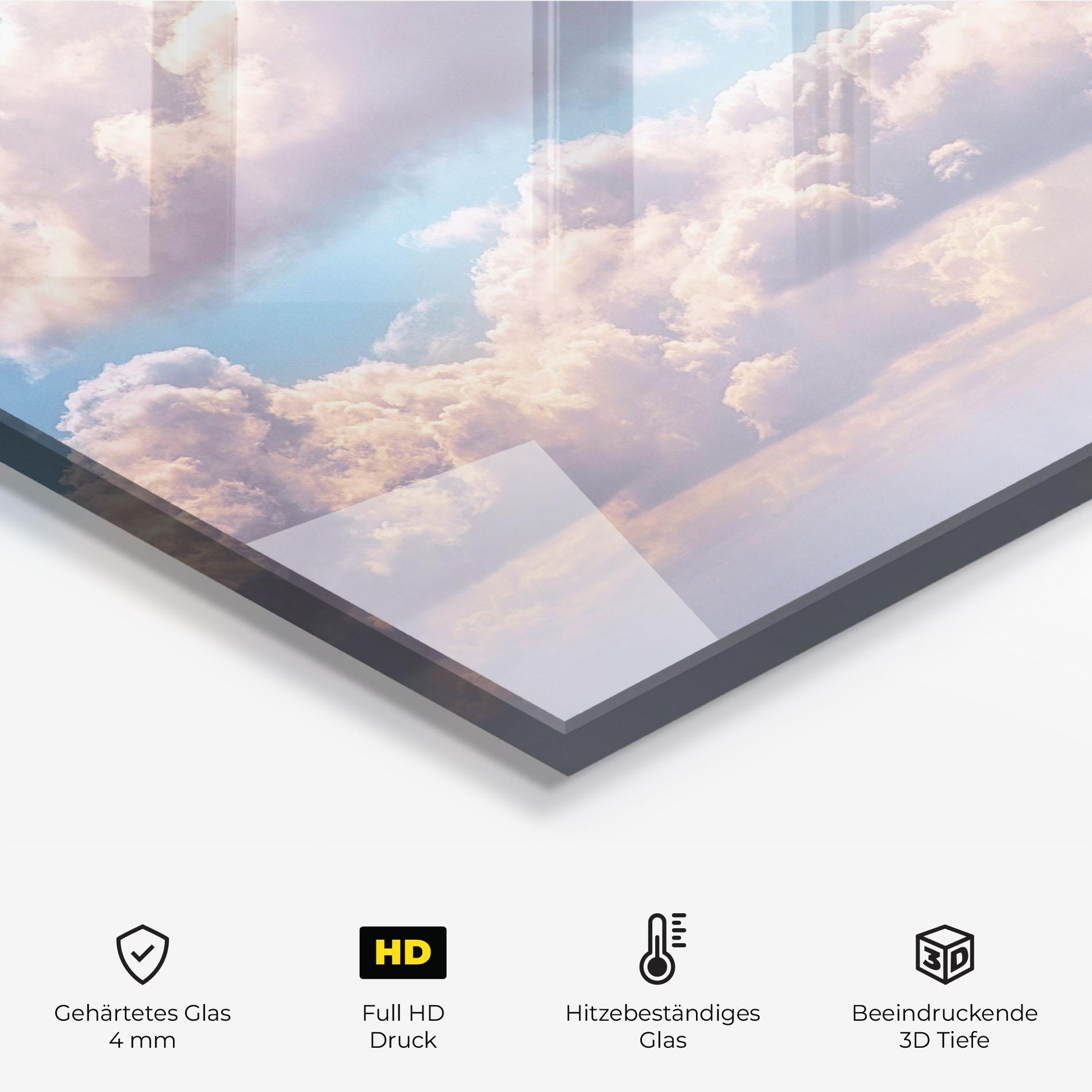 Küchenrückwand Glas Dreamy Clouds mockup 2