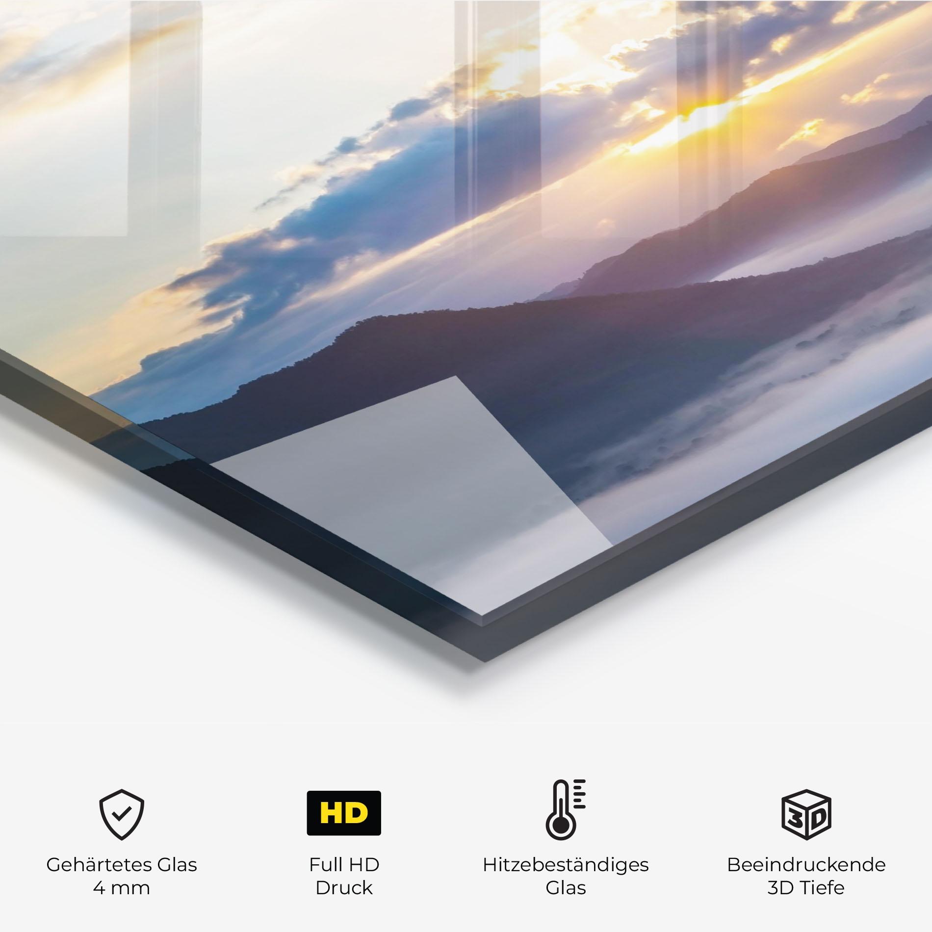 Küchenrückwand Glas Fantastic Clouds mockup 2