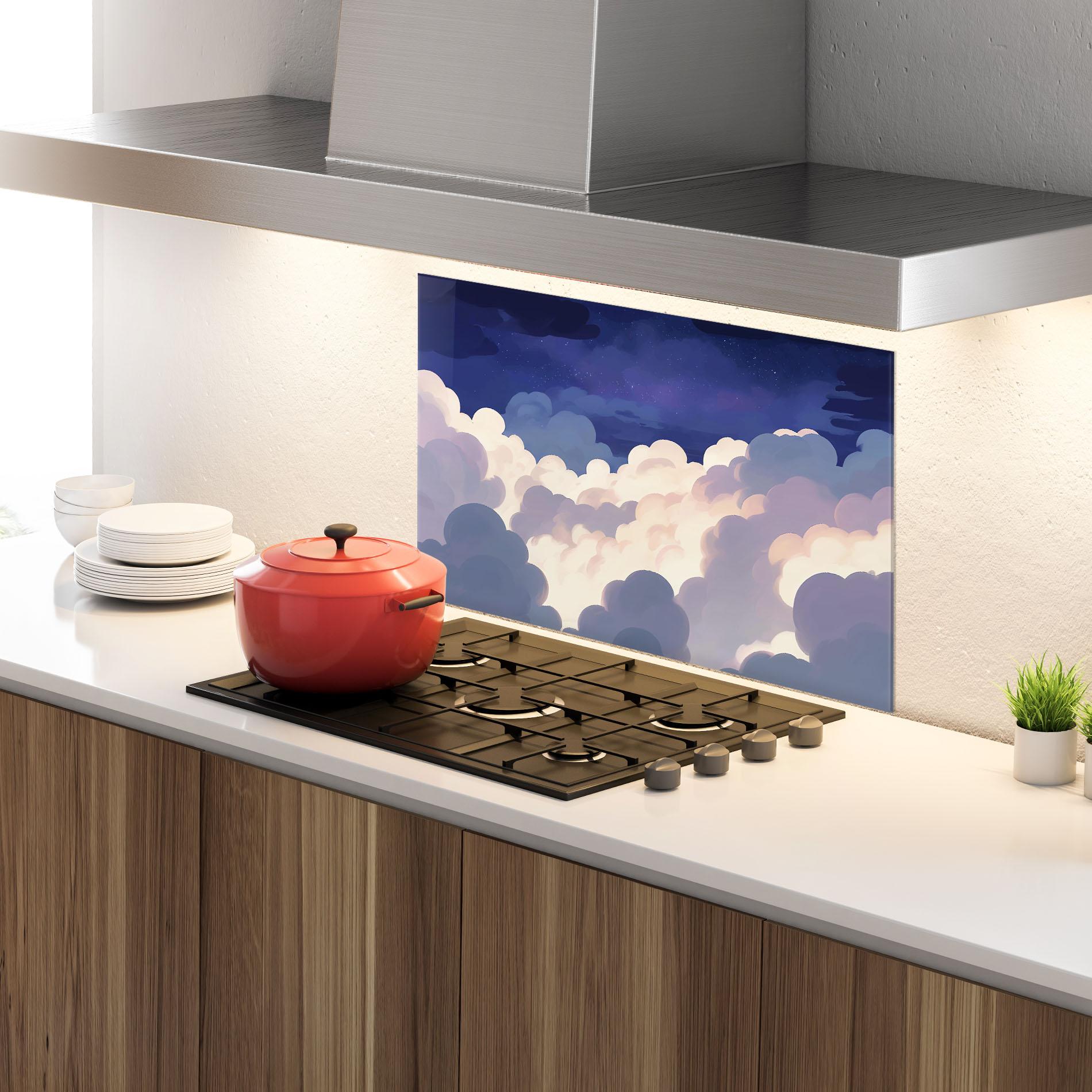 Küchenrückwand Glas Cloud Art mockup 4