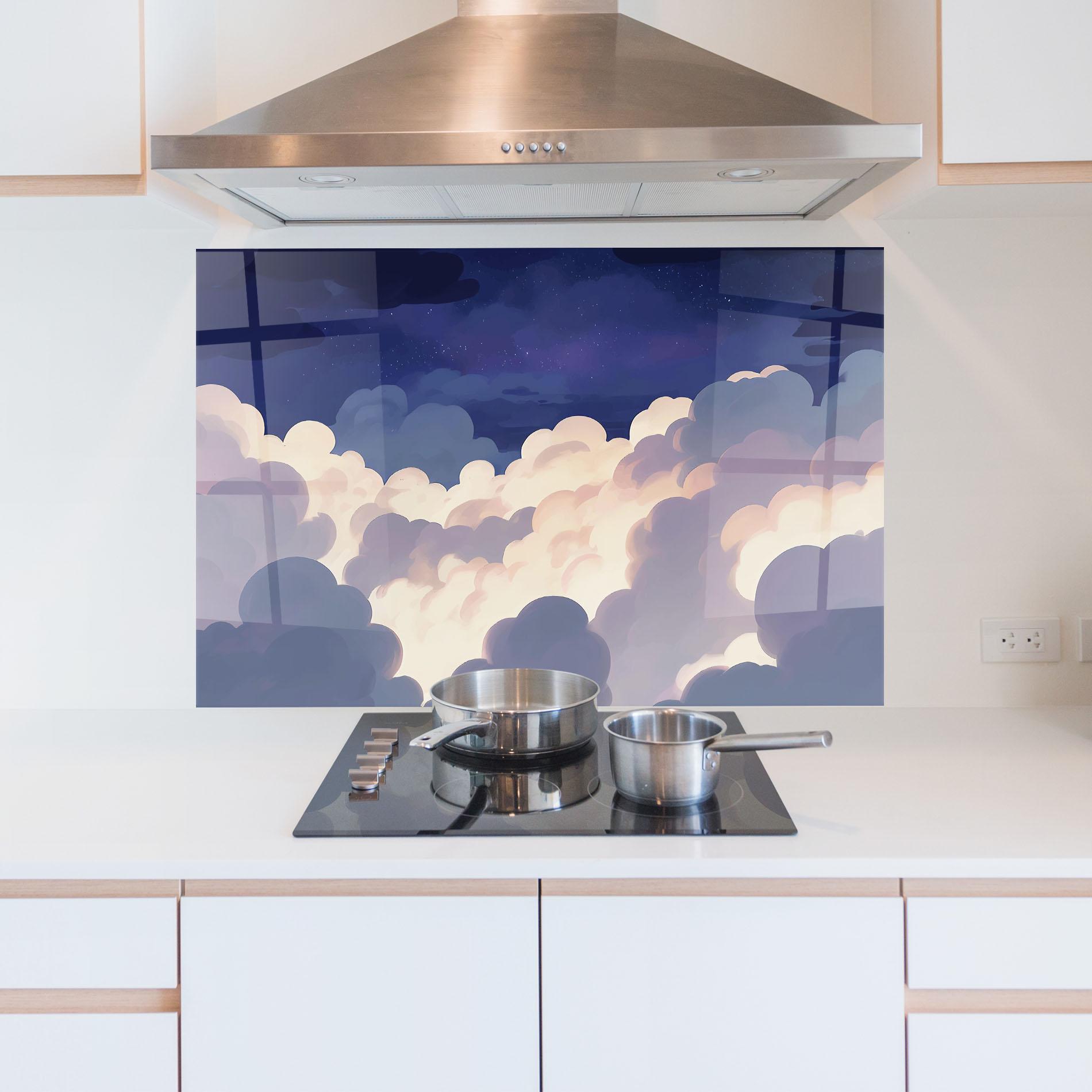 Küchenrückwand Glas Cloud Art mockup 5
