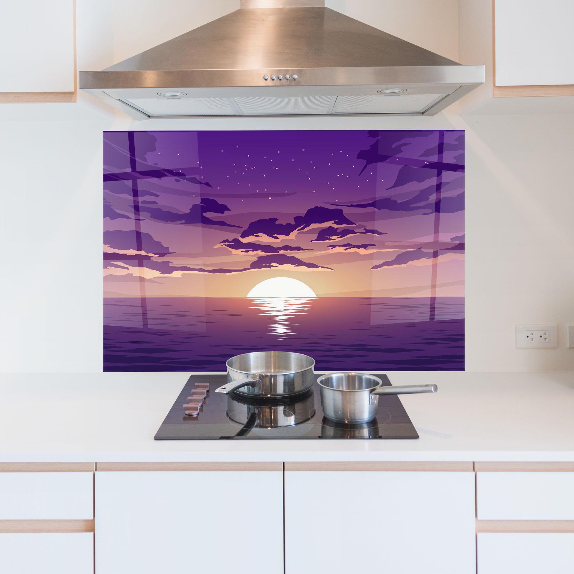 Küchenrückwand Glas Cloud Purple mockup 5