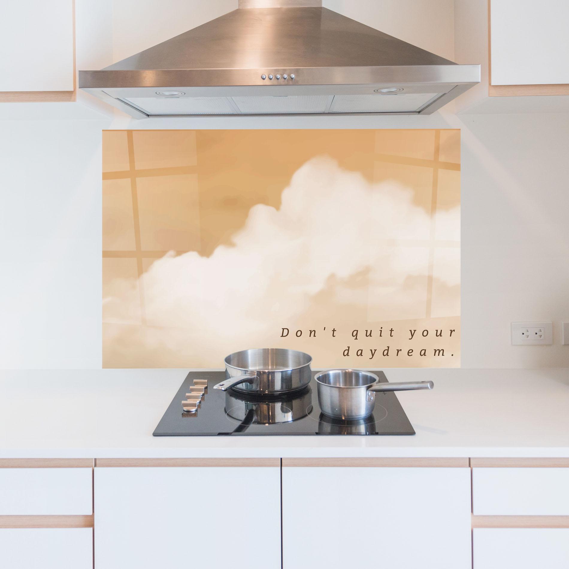 Küchenrückwand Glas Clouds Text mockup 5