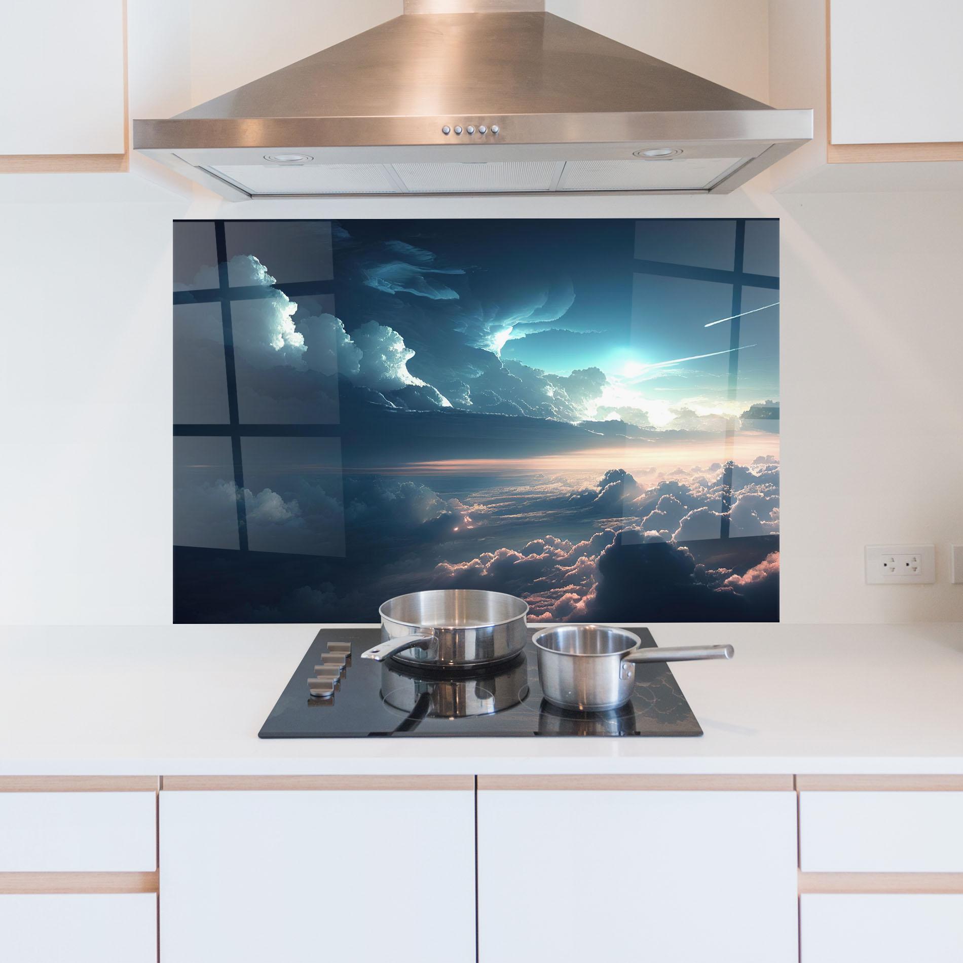 Küchenrückwand Glas Dark Clouds mockup 5