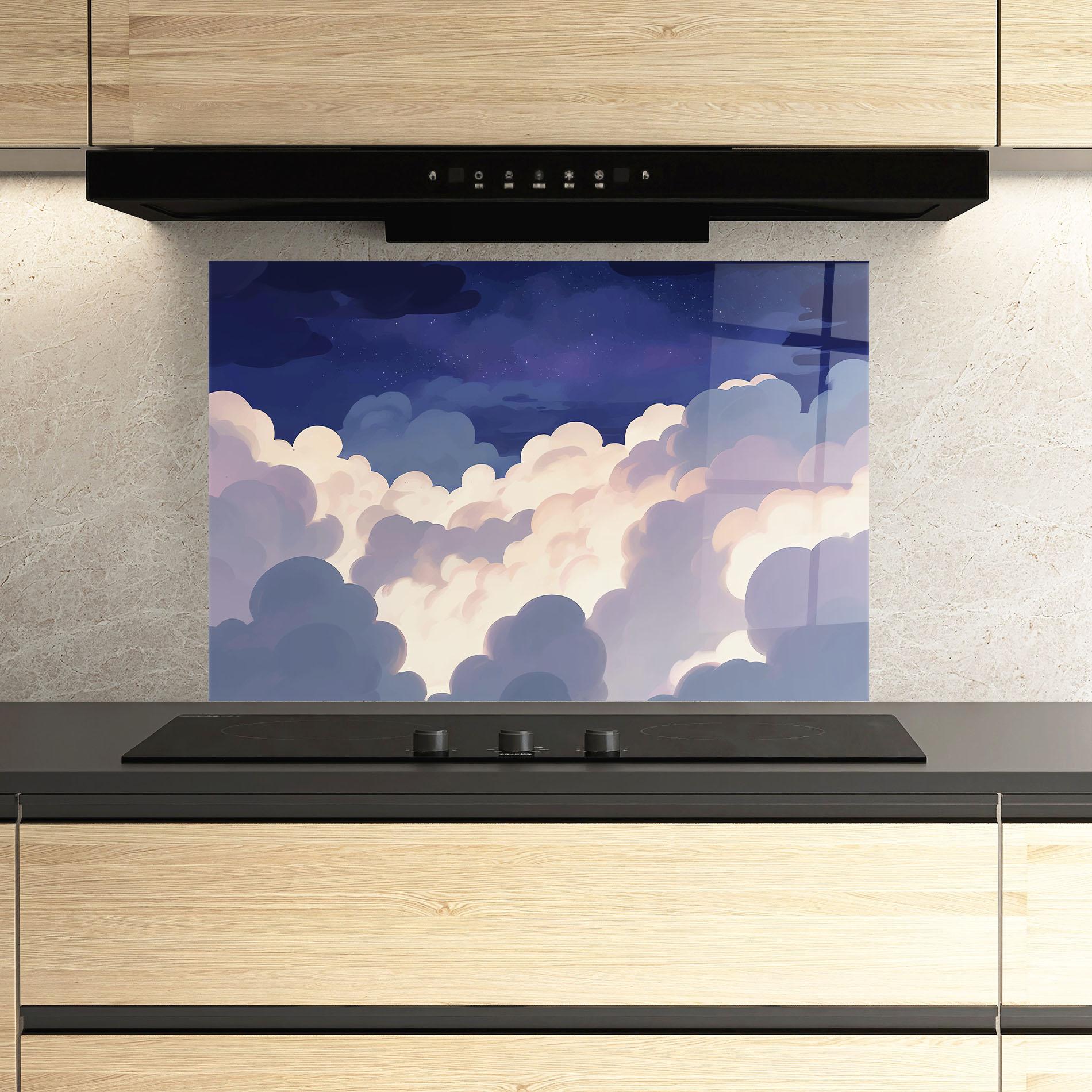 Küchenrückwand Glas Cloud Art mockup 3