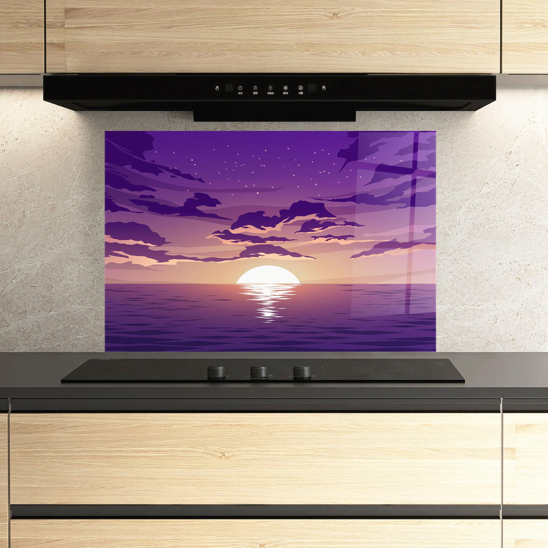 Küchenrückwand Glas Cloud Purple mockup 3