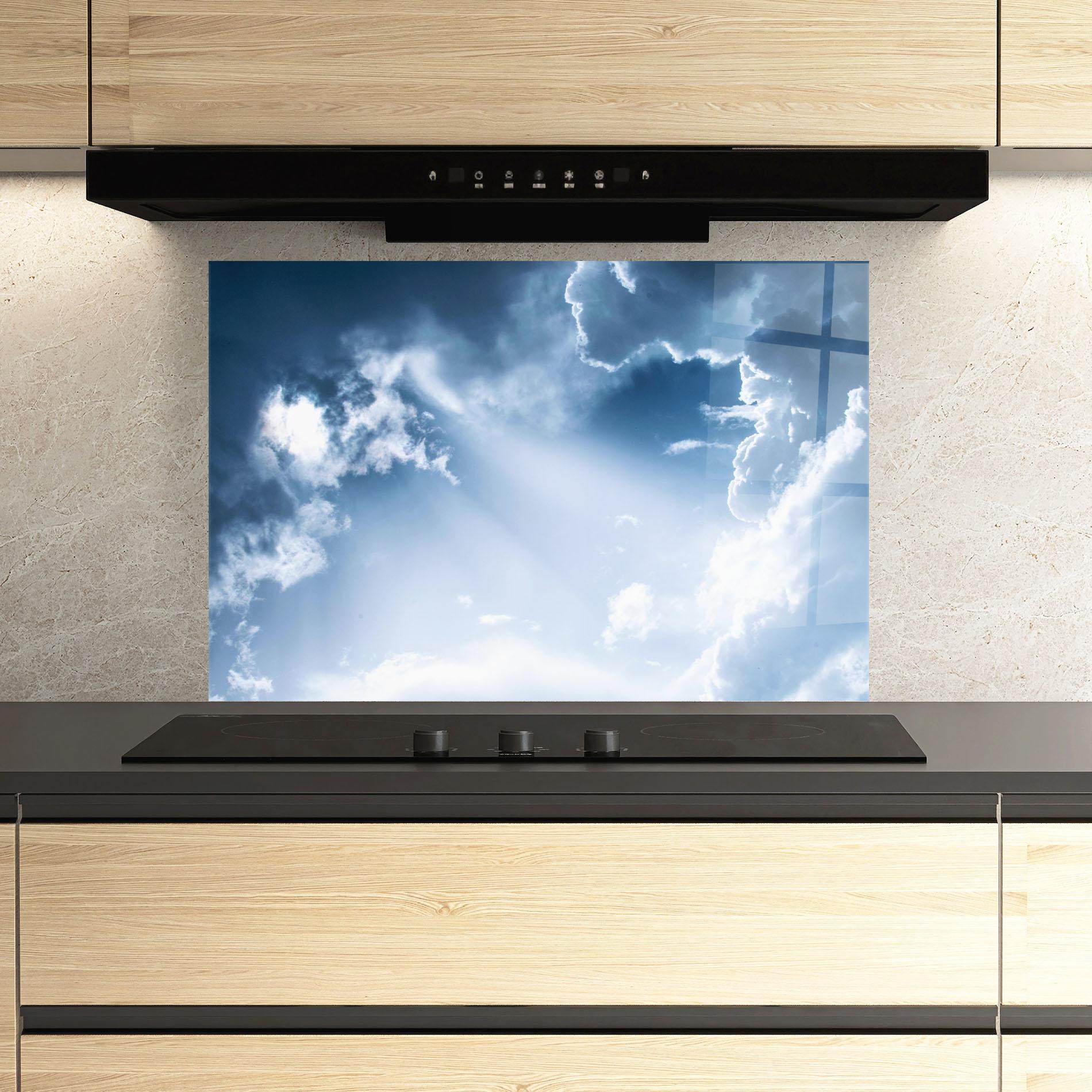 Küchenrückwand Glas Dark Blue Sky mockup 3