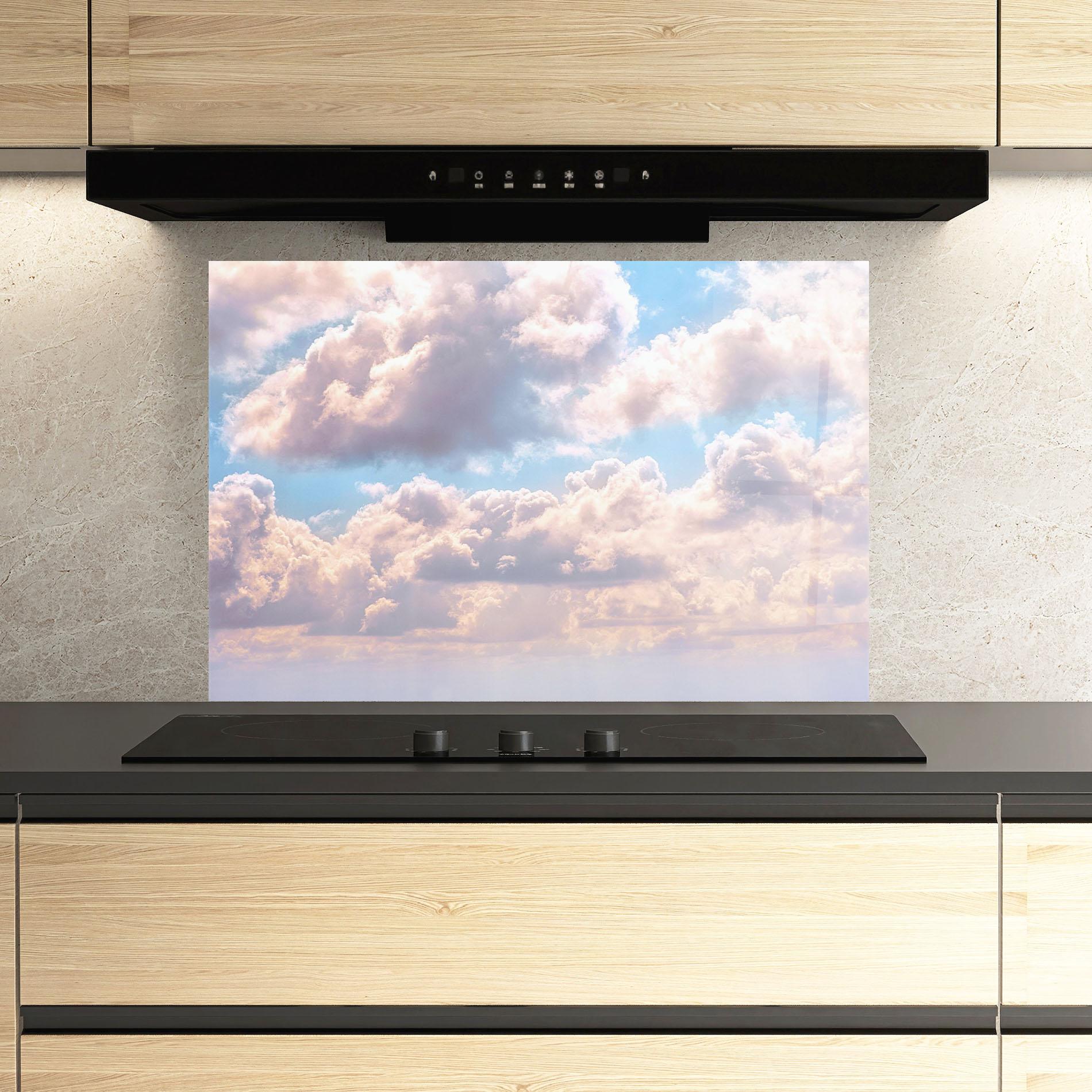 Küchenrückwand Glas Dreamy Clouds mockup 3