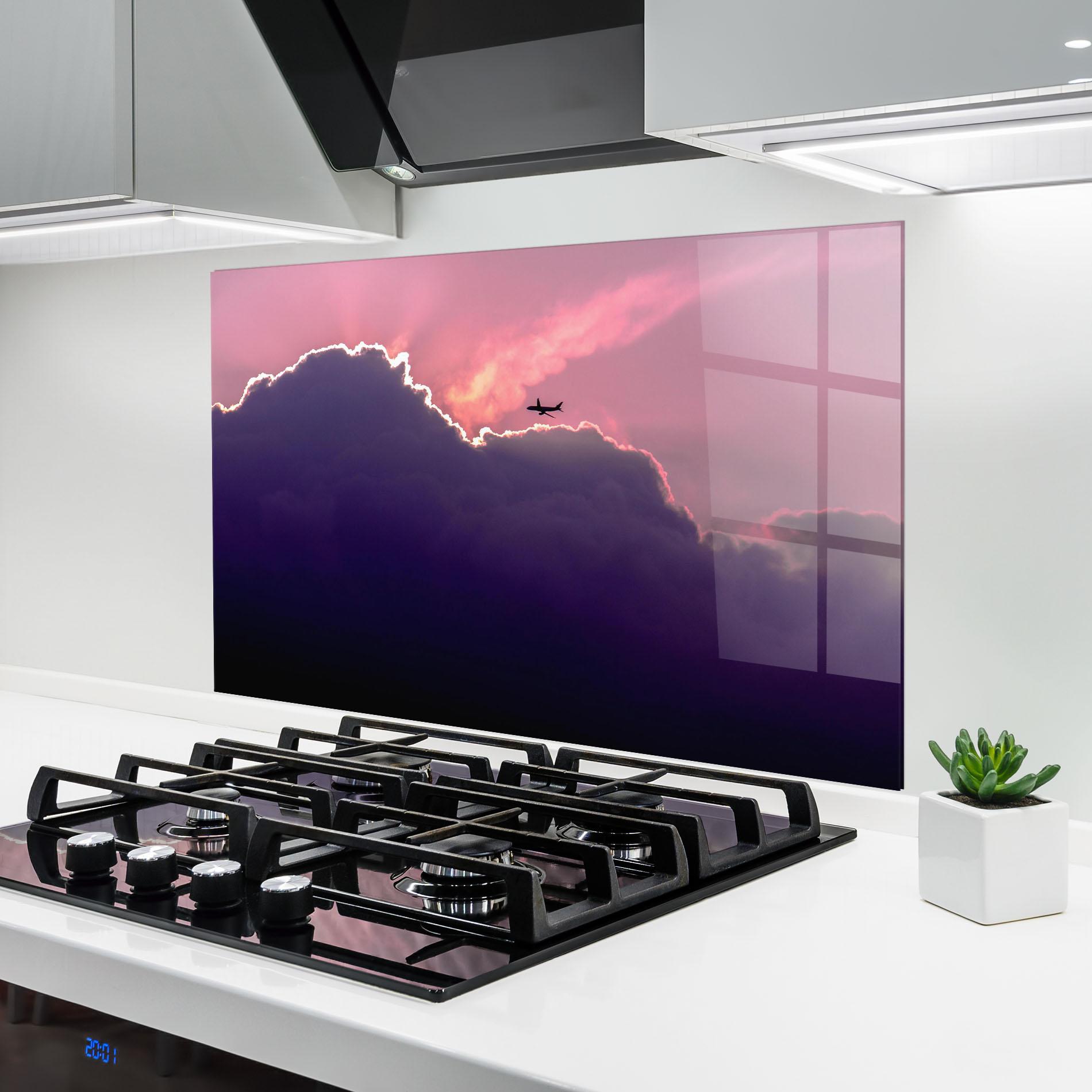 Küchenrückwand Glas Big Purple Cloud mockup 6