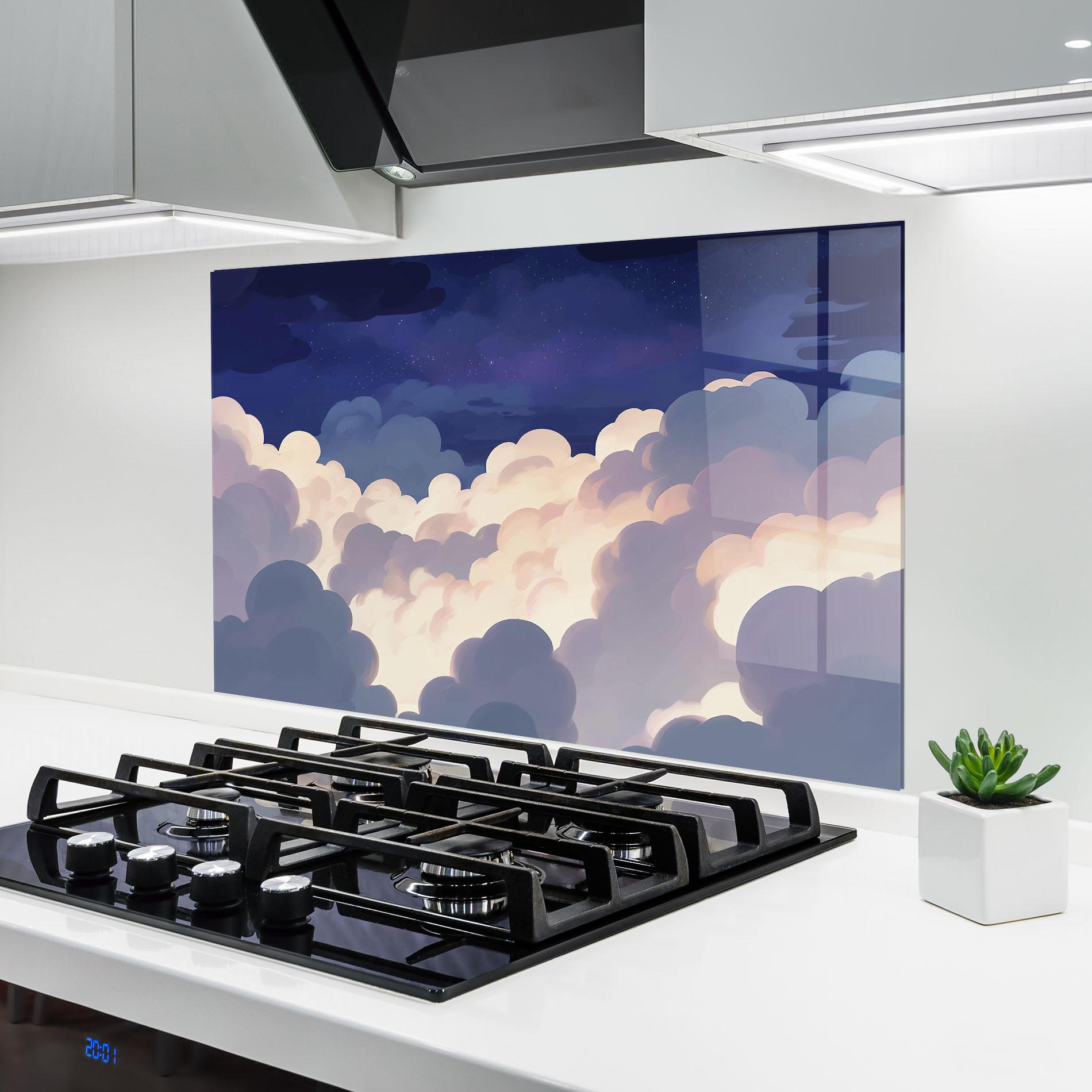 Küchenrückwand Glas Cloud Art mockup 6