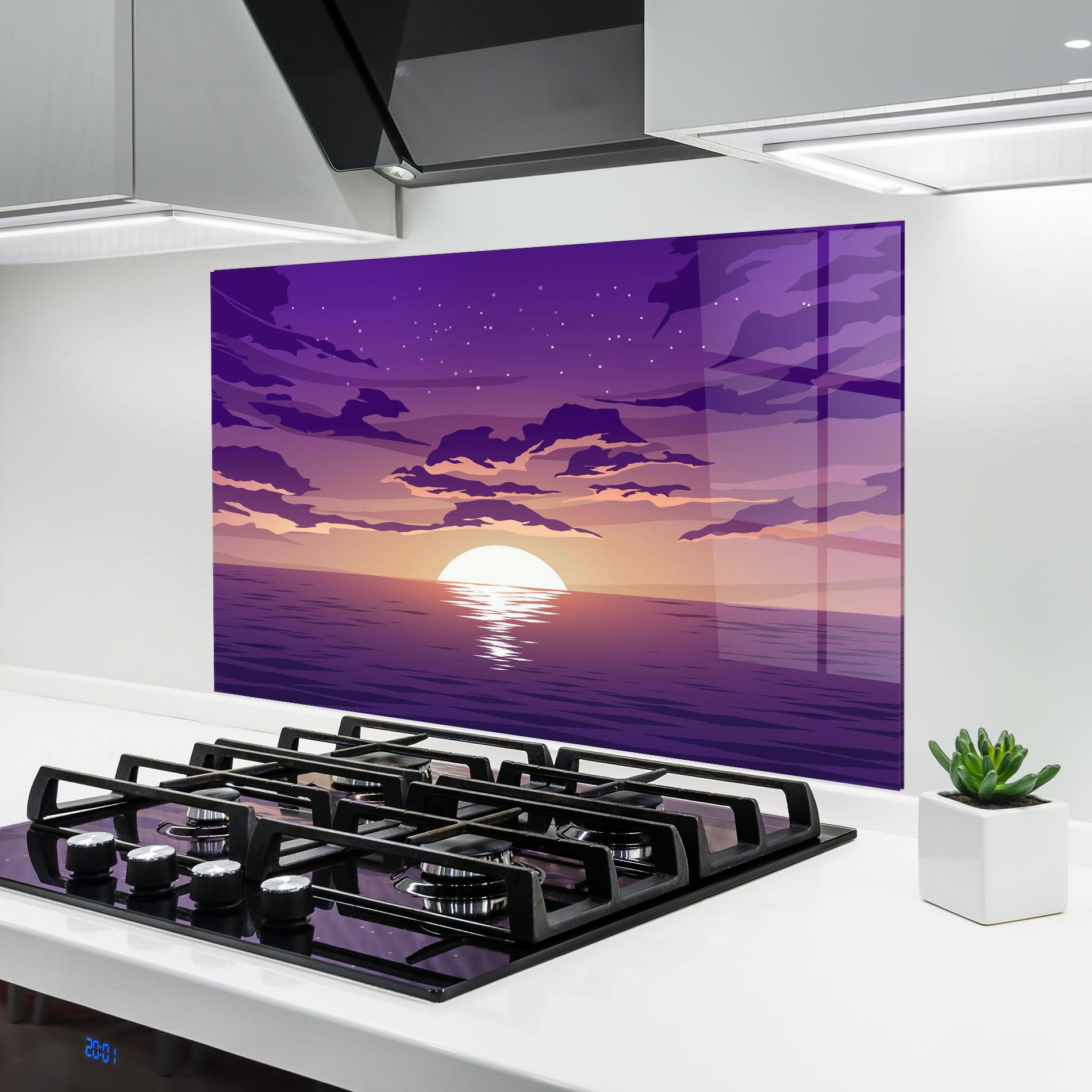 Küchenrückwand Glas Cloud Purple mockup 6