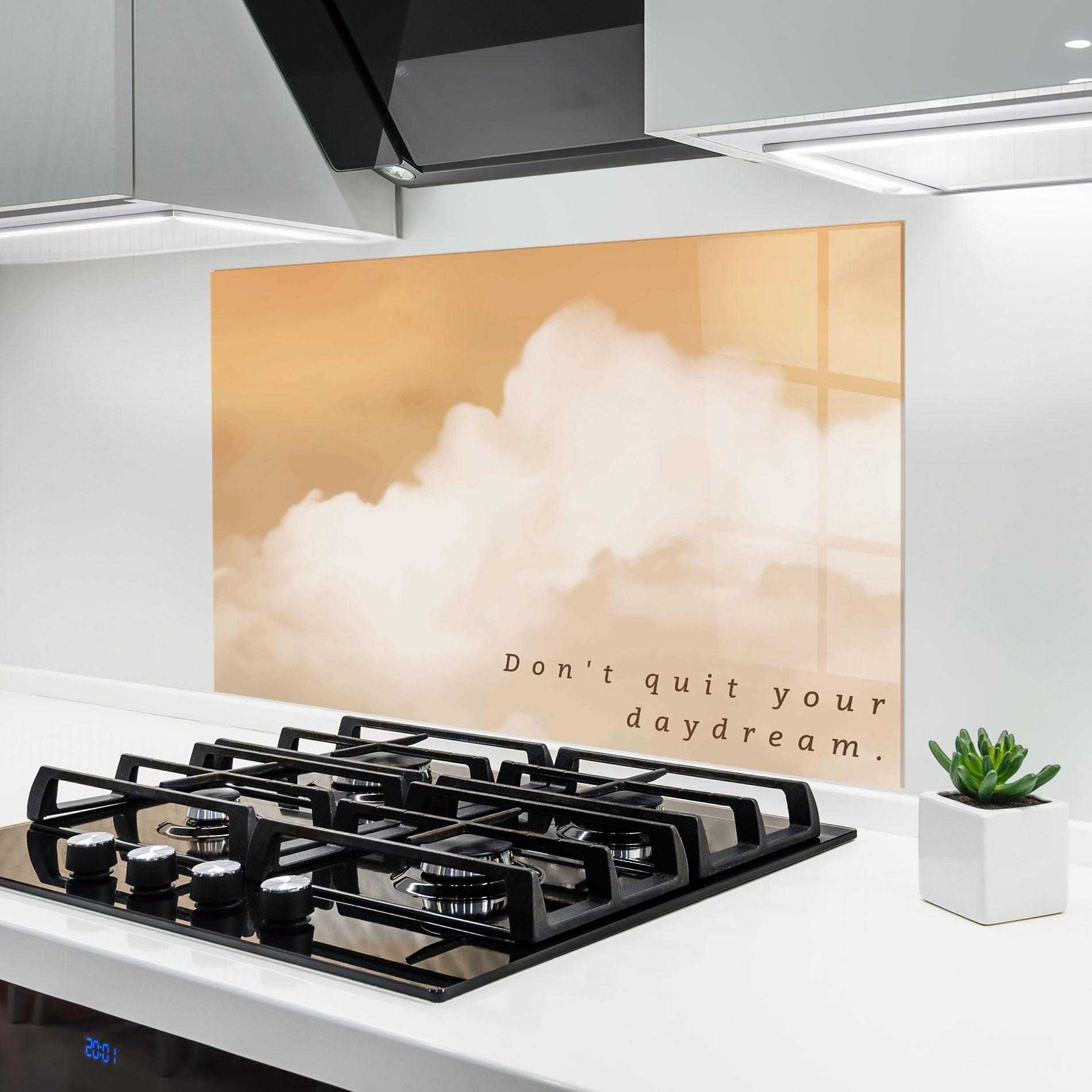Küchenrückwand Glas Clouds Text mockup 6