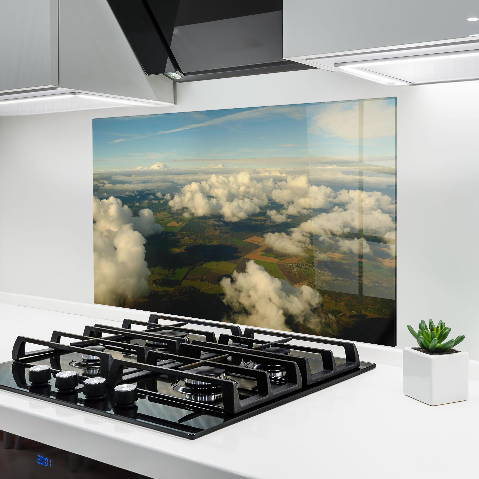 Küchenrückwand Glas Clouds View From Plane mockup 6