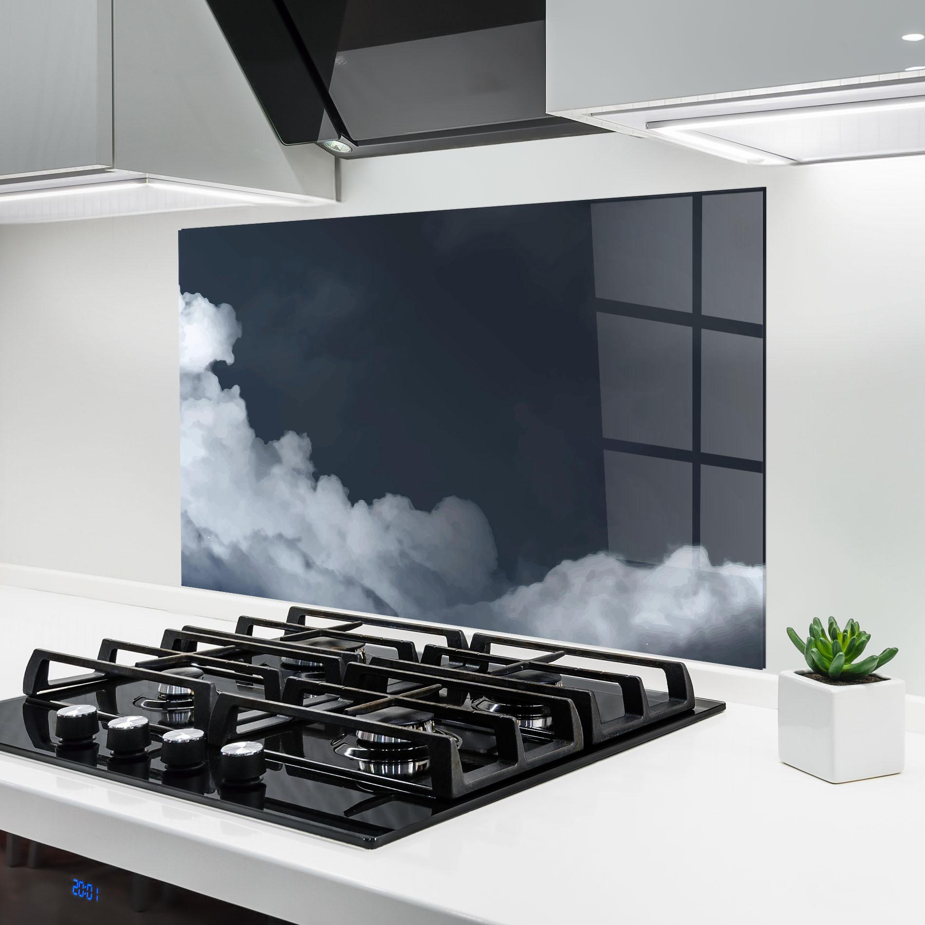 Küchenrückwand Glas Clouds Watercolor Black mockup 6