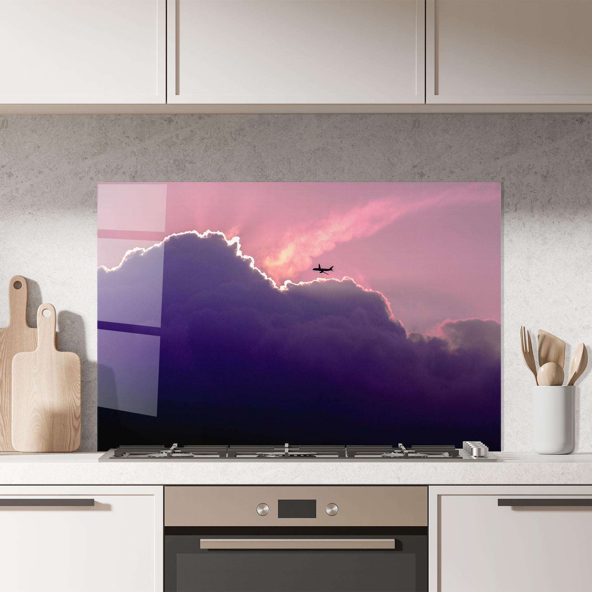 Küchenrückwand Glas Big Purple Cloud mockup 7