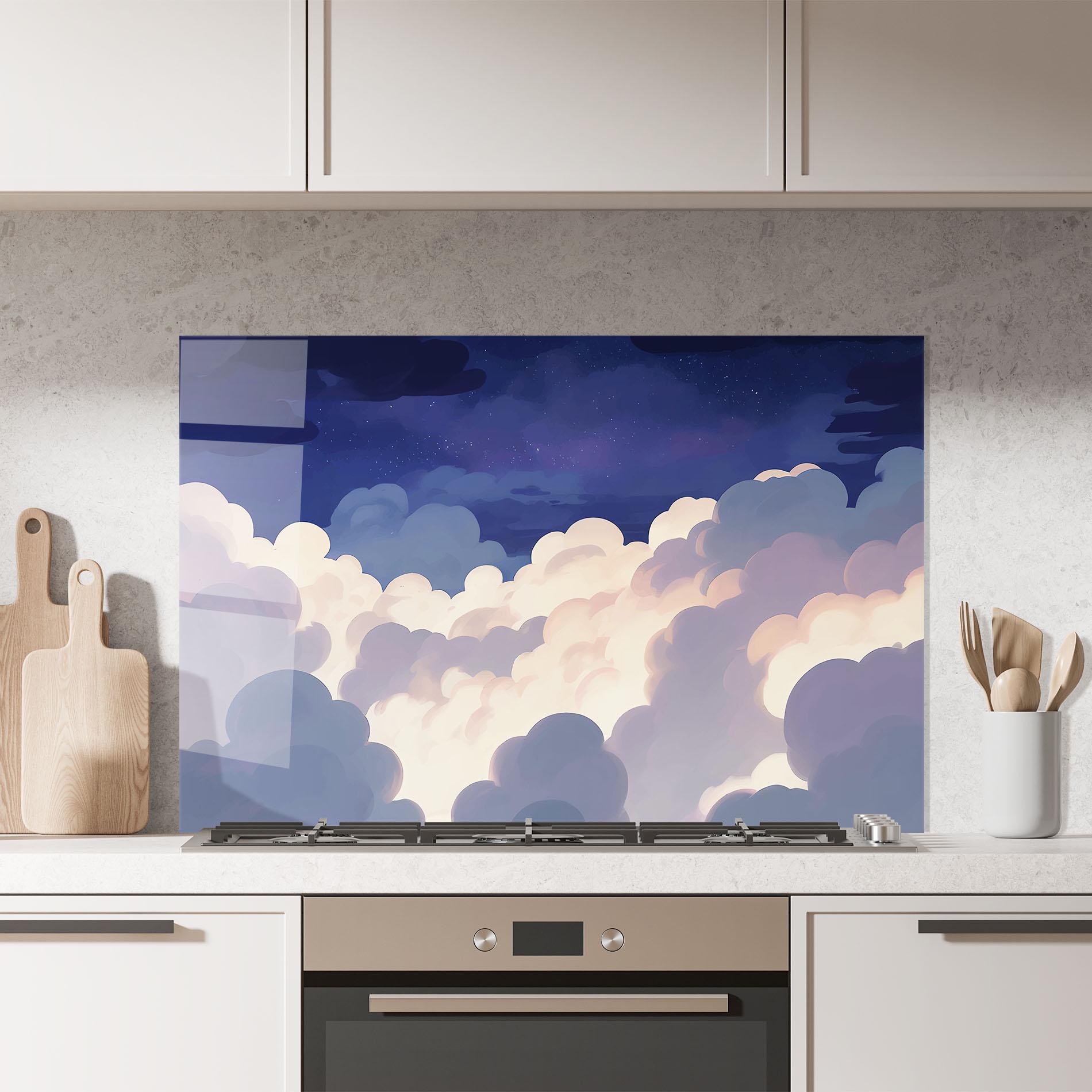 Küchenrückwand Glas Cloud Art mockup 7