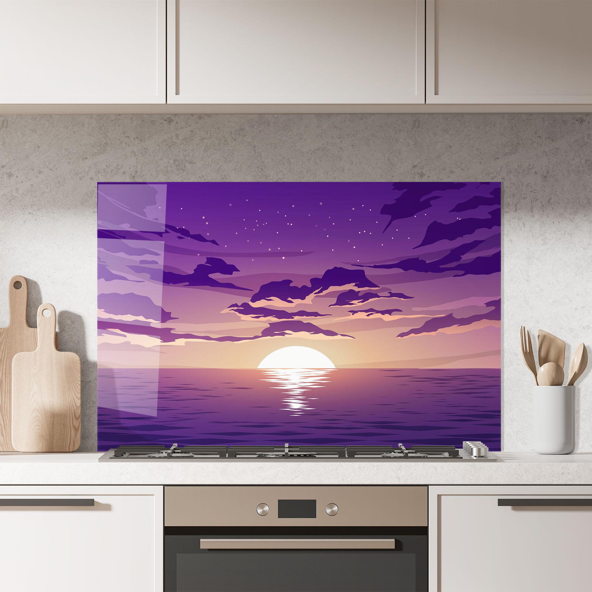 Küchenrückwand Glas Cloud Purple mockup 7