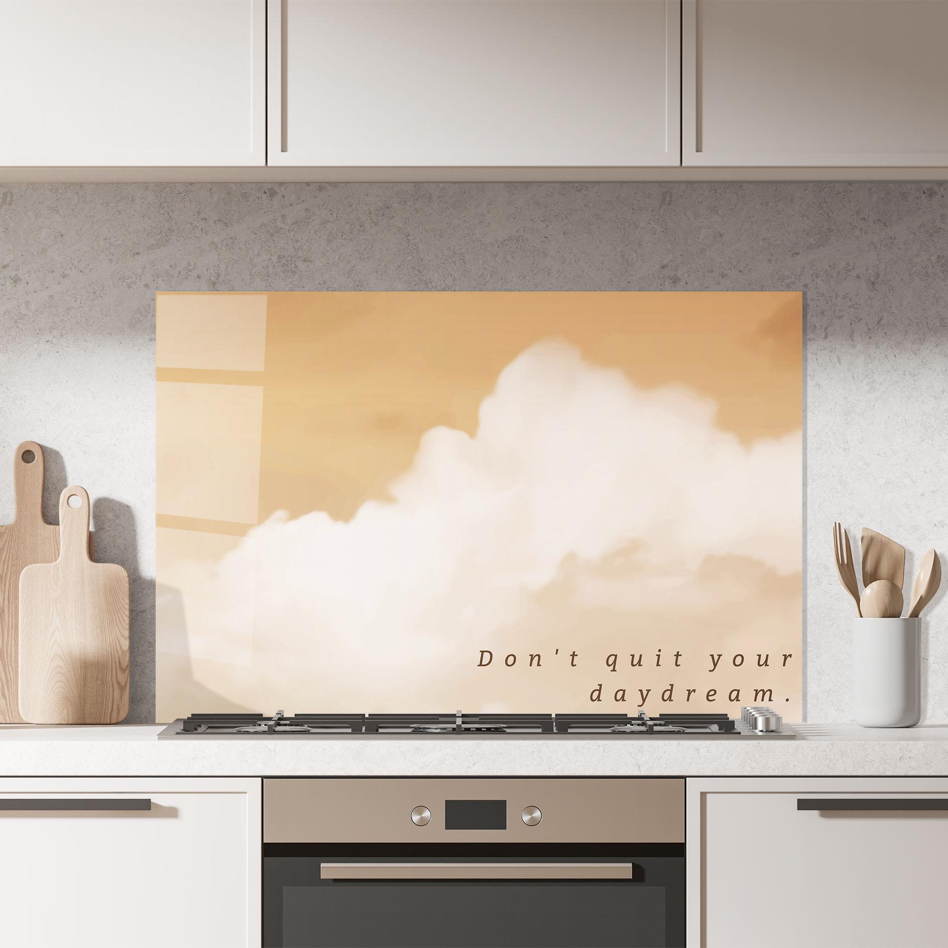 Küchenrückwand Glas Clouds Text mockup 7