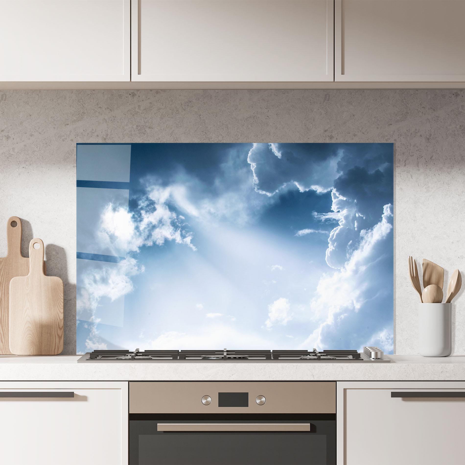 Küchenrückwand Glas Dark Blue Sky mockup 7