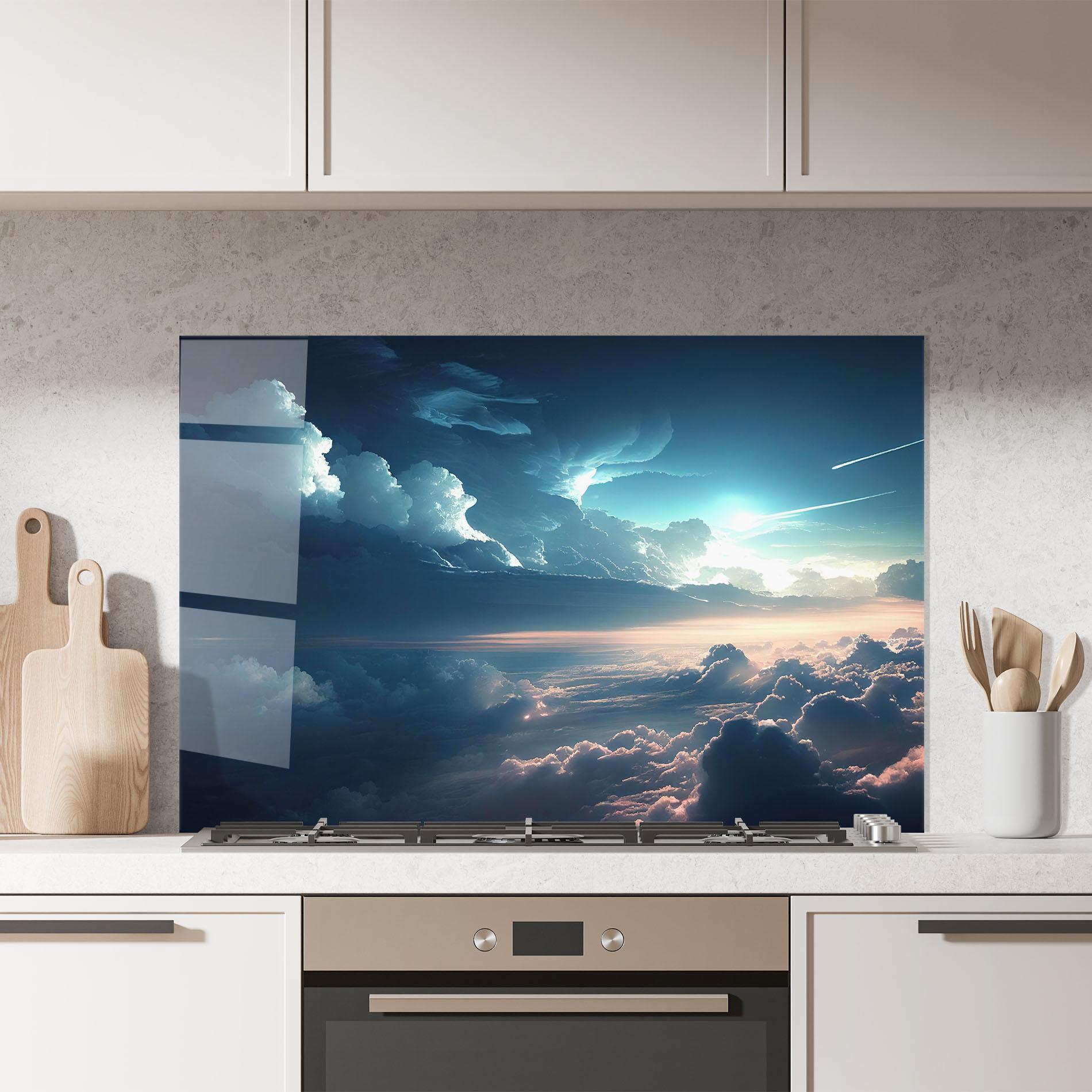 Küchenrückwand Glas Dark Clouds mockup 7