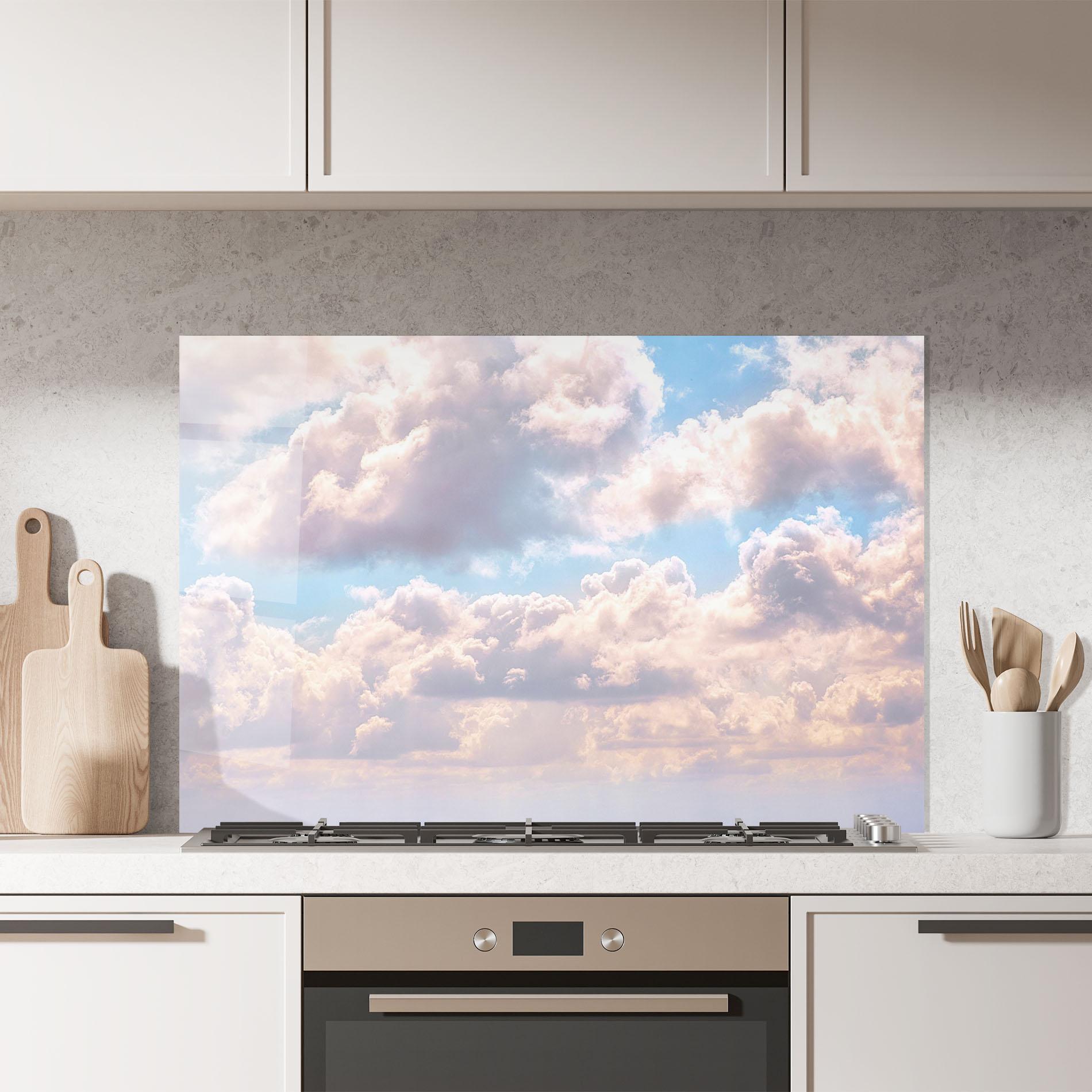 Küchenrückwand Glas Dreamy Clouds mockup 7