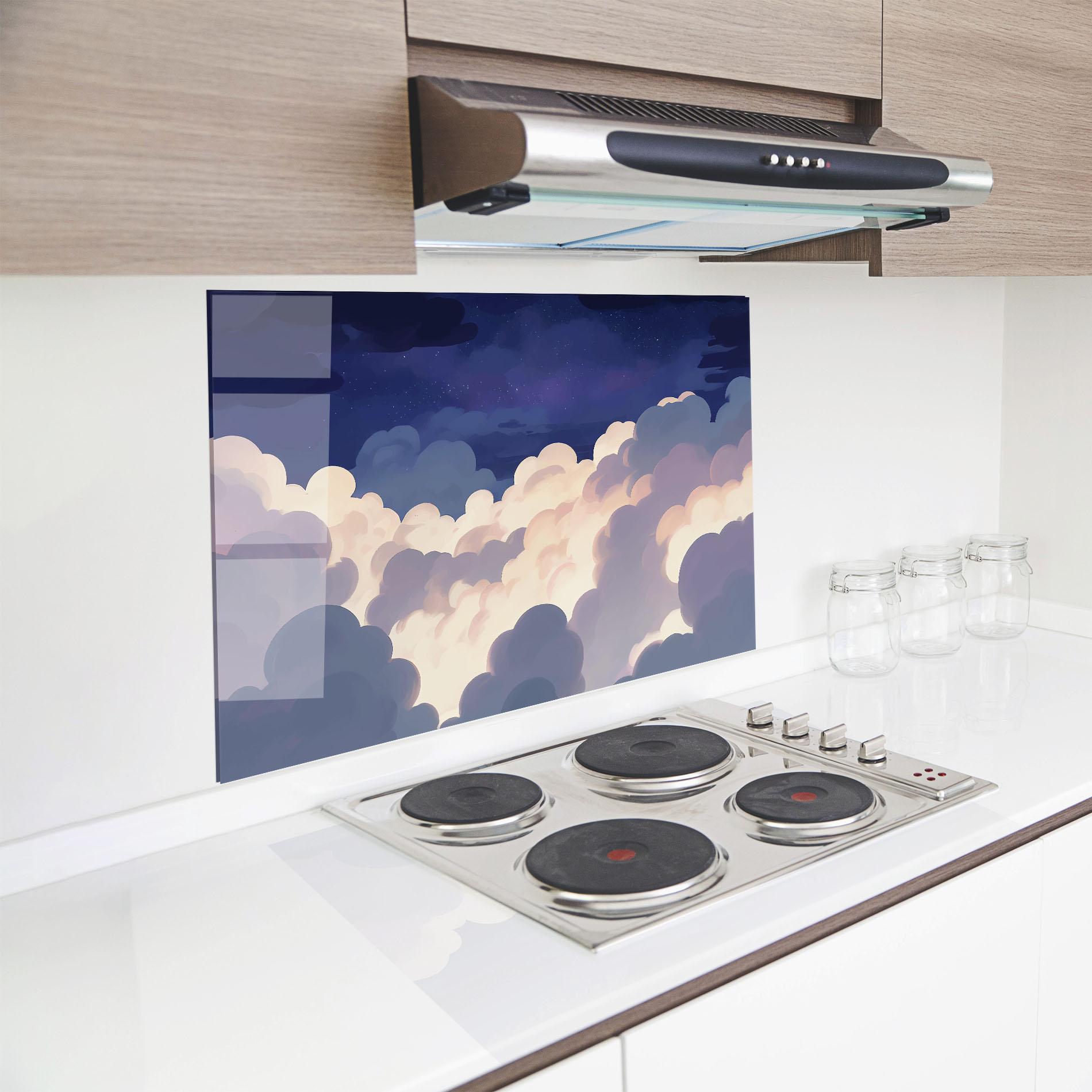 Küchenrückwand Glas Cloud Art mockup 8
