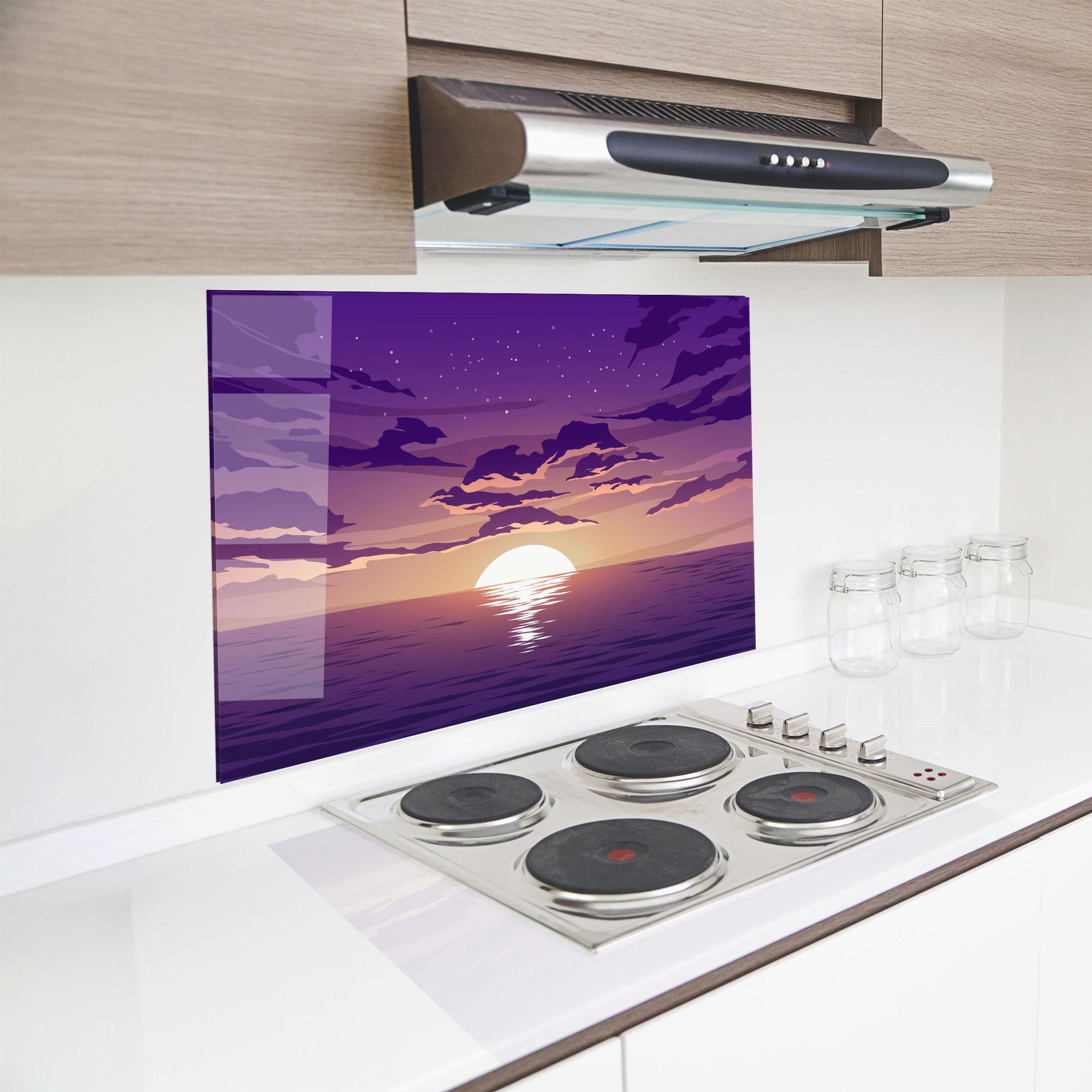 Küchenrückwand Glas Cloud Purple mockup 8