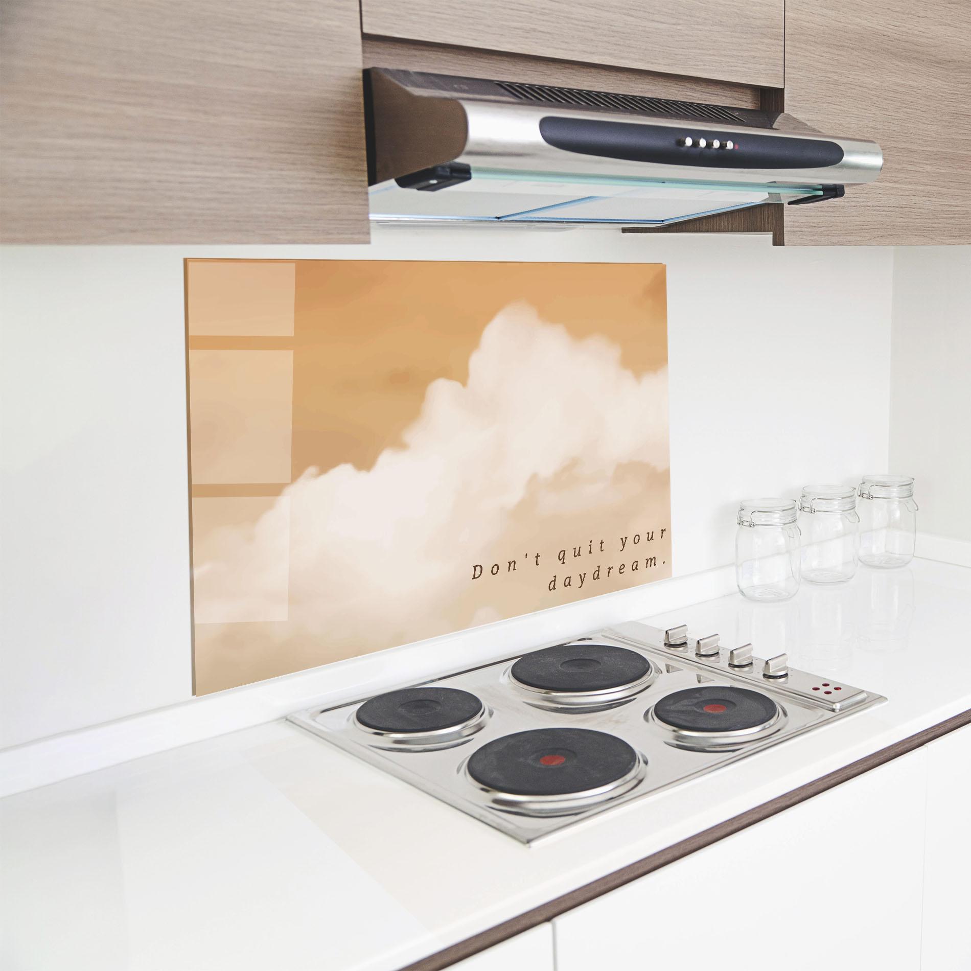 Küchenrückwand Glas Clouds Text mockup 8