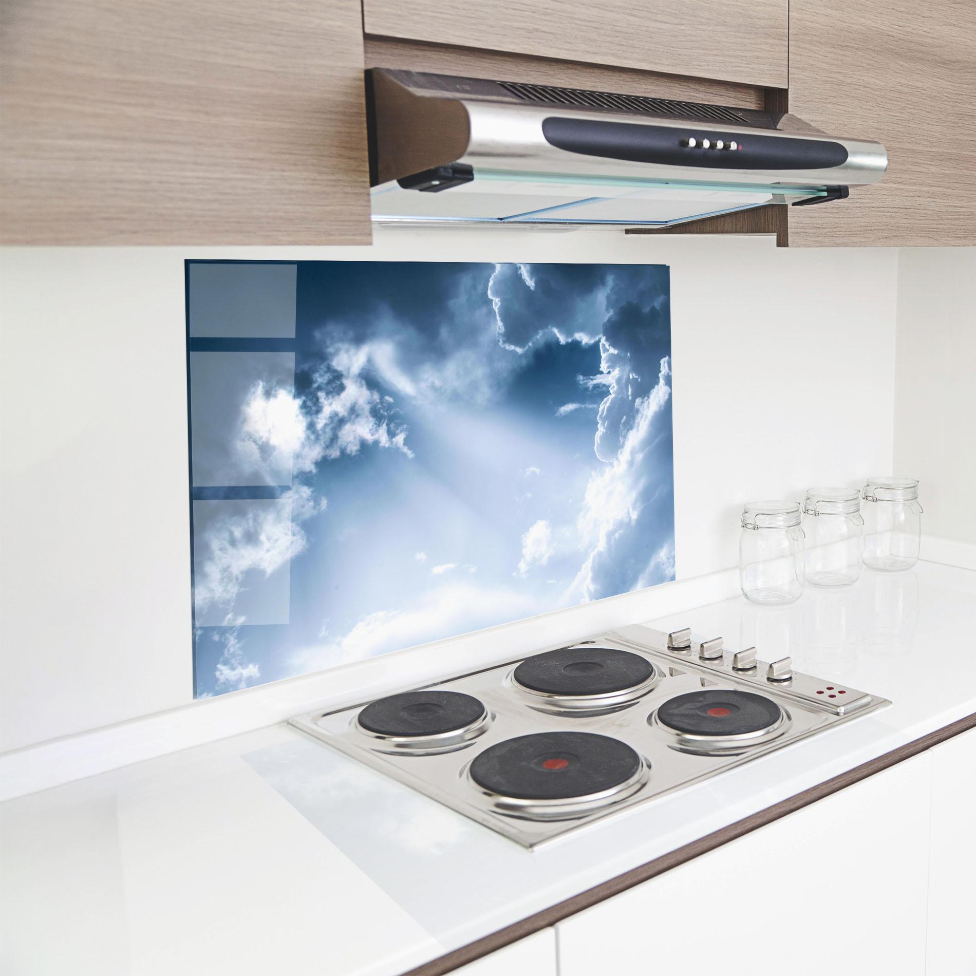 Küchenrückwand Glas Dark Blue Sky mockup 8