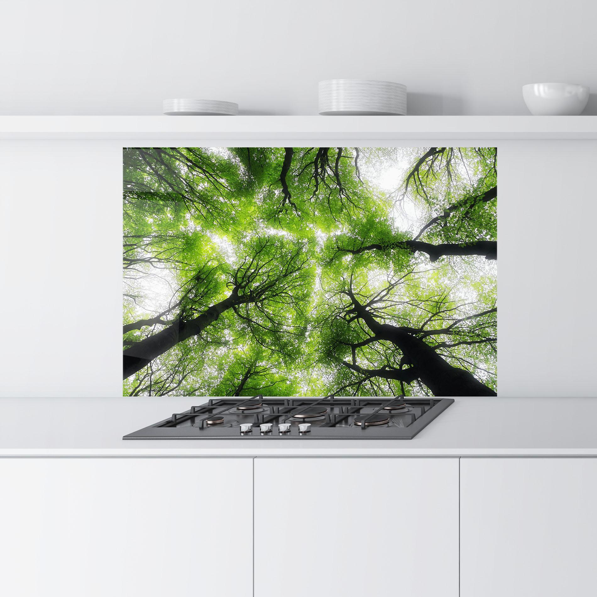 Küchenrückwand Glas Forest Green Tree mockup 9