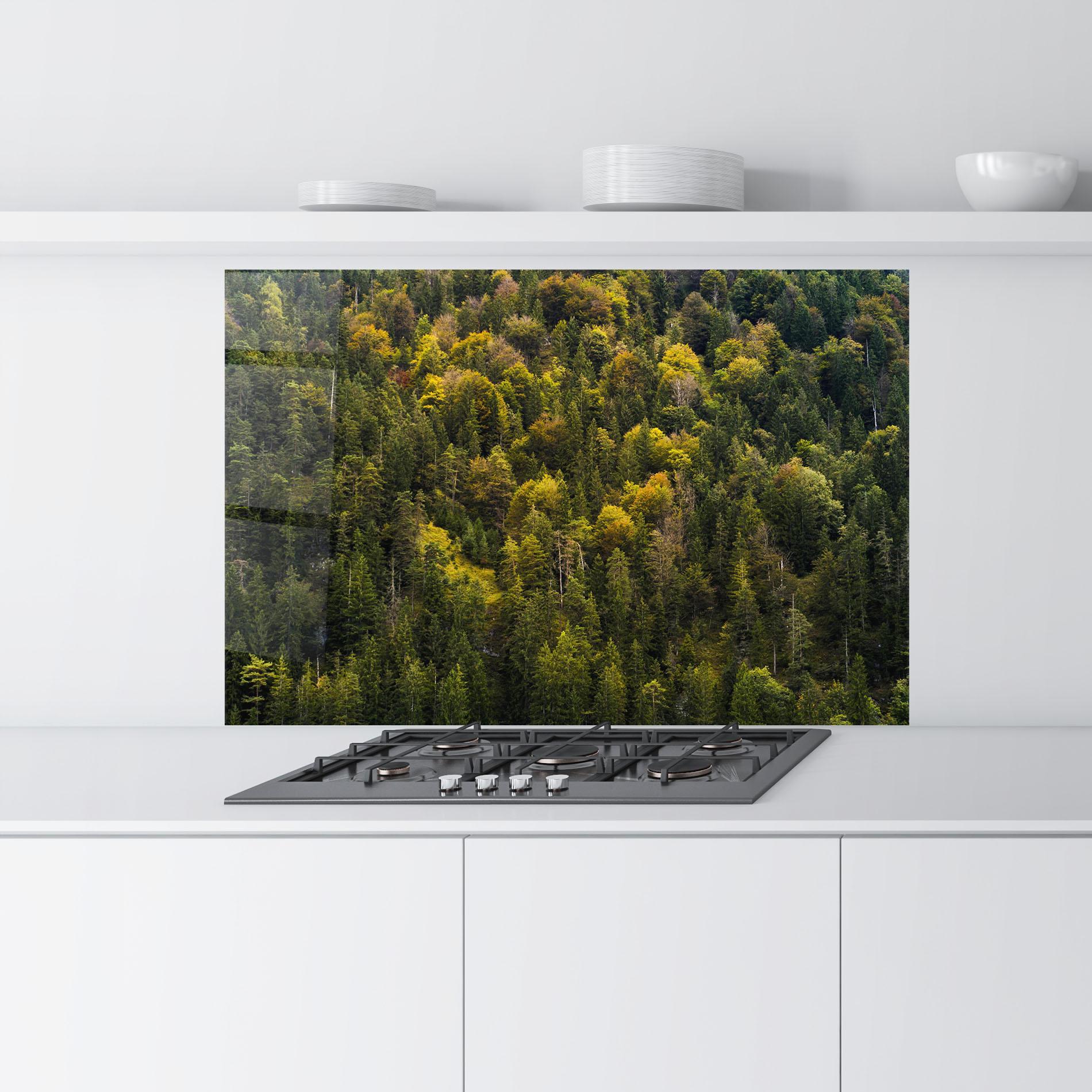 Küchenrückwand Glas Green Shade Tree mockup 9