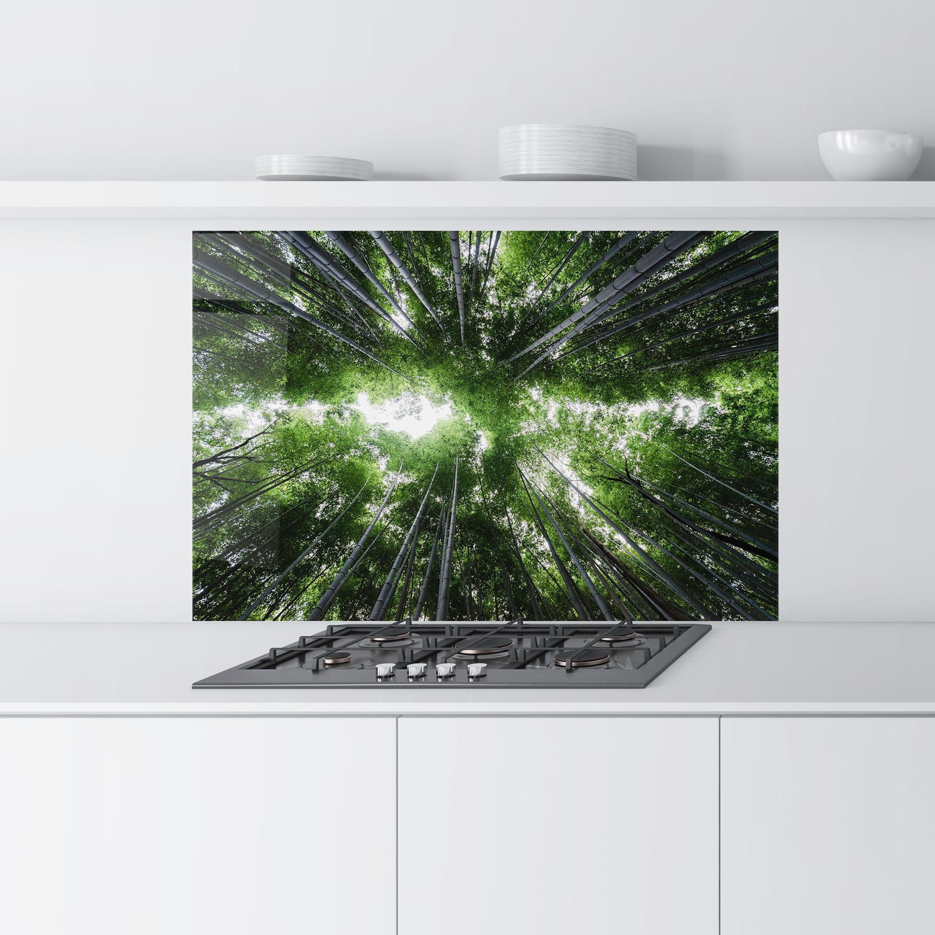 Küchenrückwand Glas Green Trees Forest mockup 9