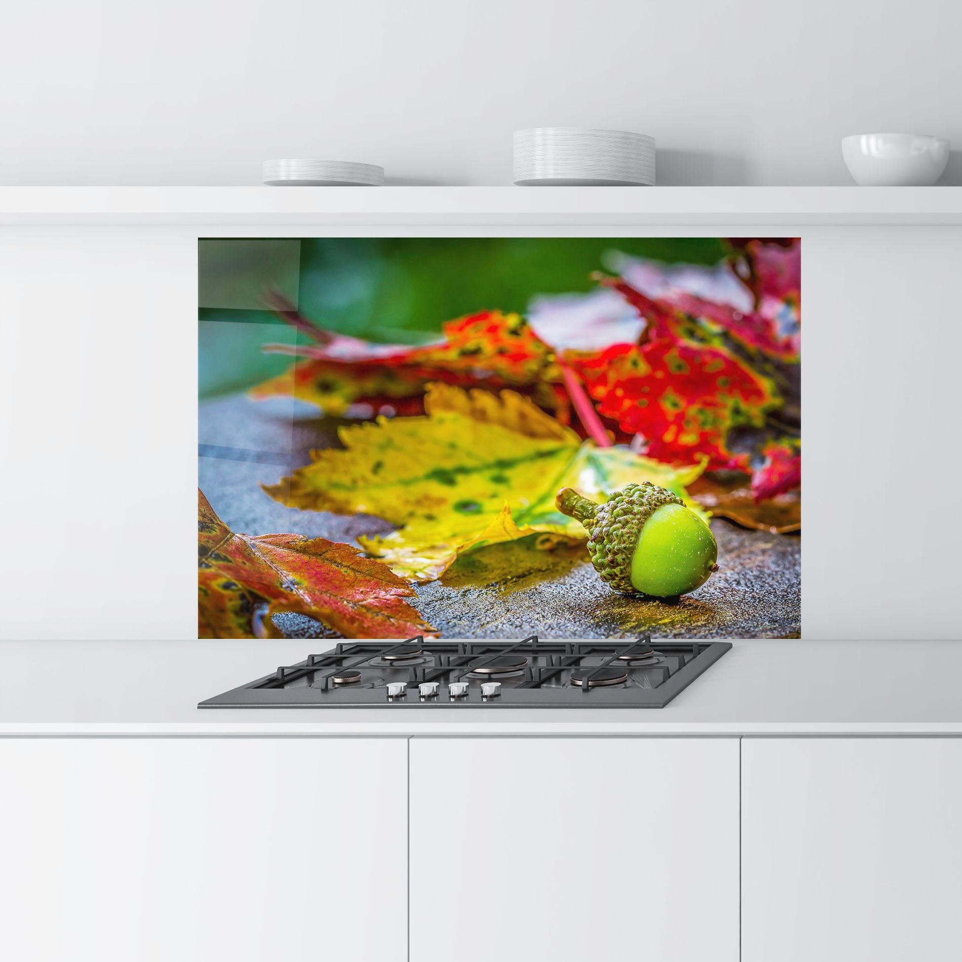 Küchenrückwand Glas Leaf Color Forest mockup 9