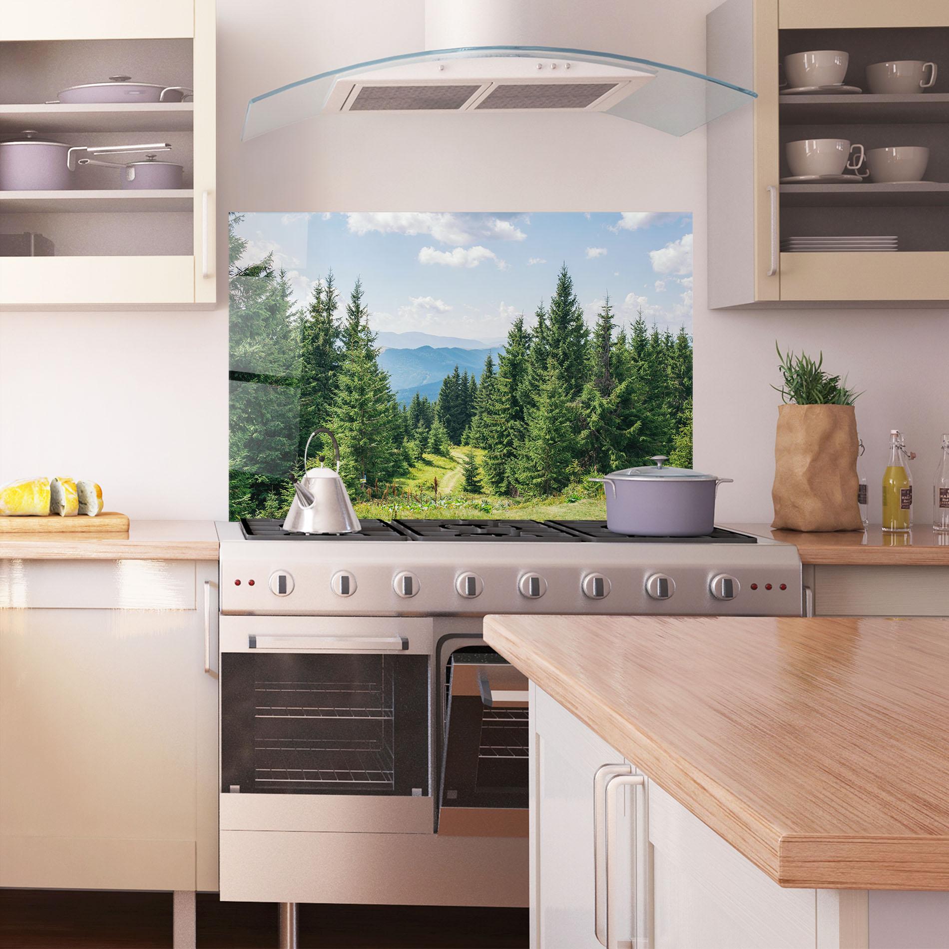 Küchenrückwand Glas Carpathian Mountain mockup 1