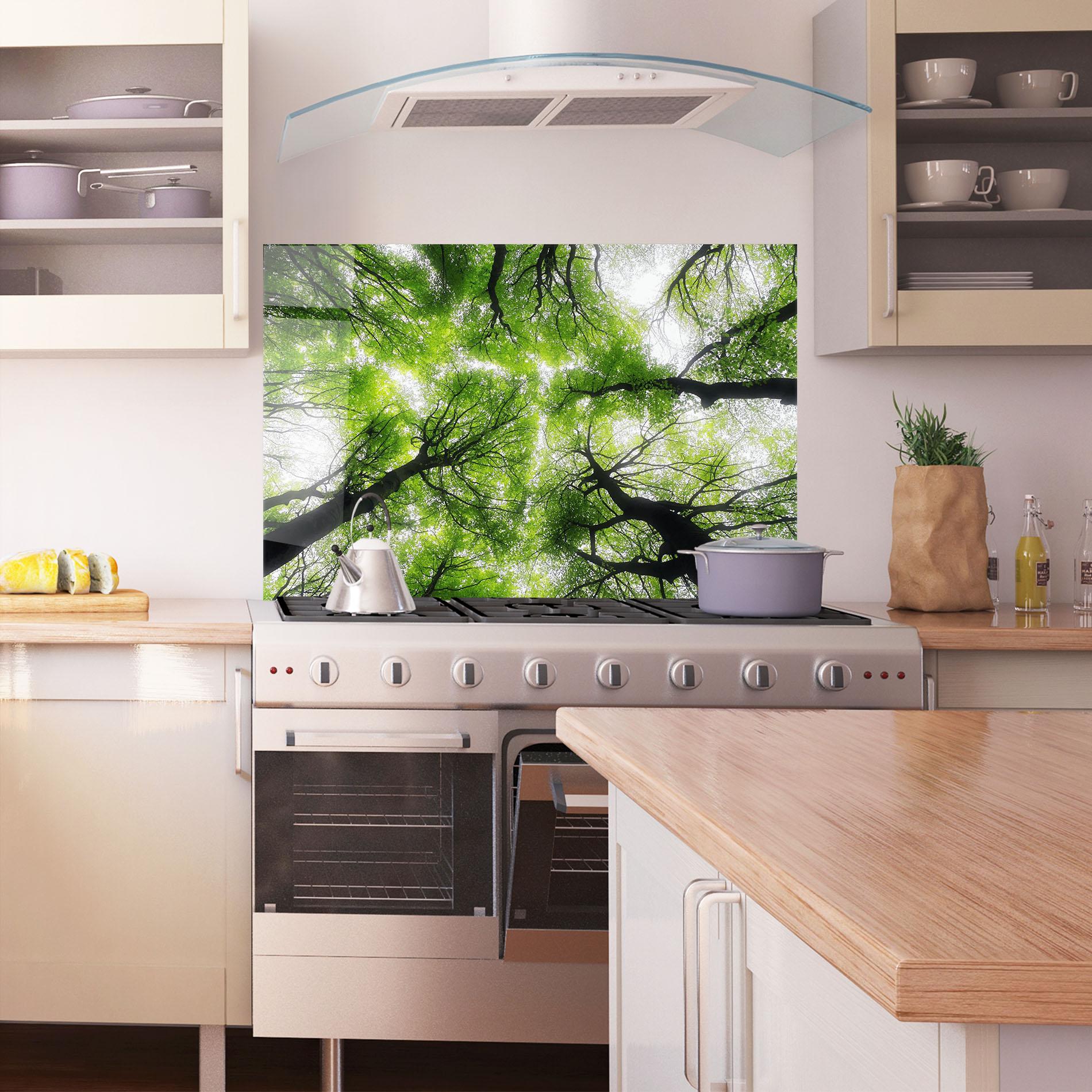 Küchenrückwand Glas Forest Green Tree mockup 1