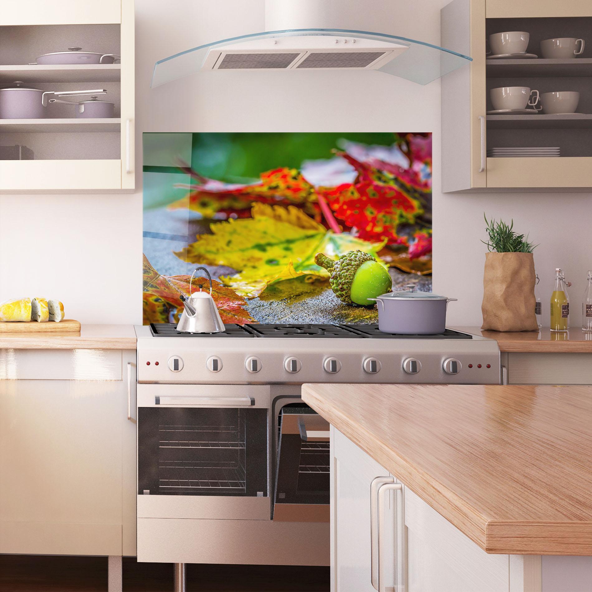 Küchenrückwand Glas Leaf Color Forest mockup 1