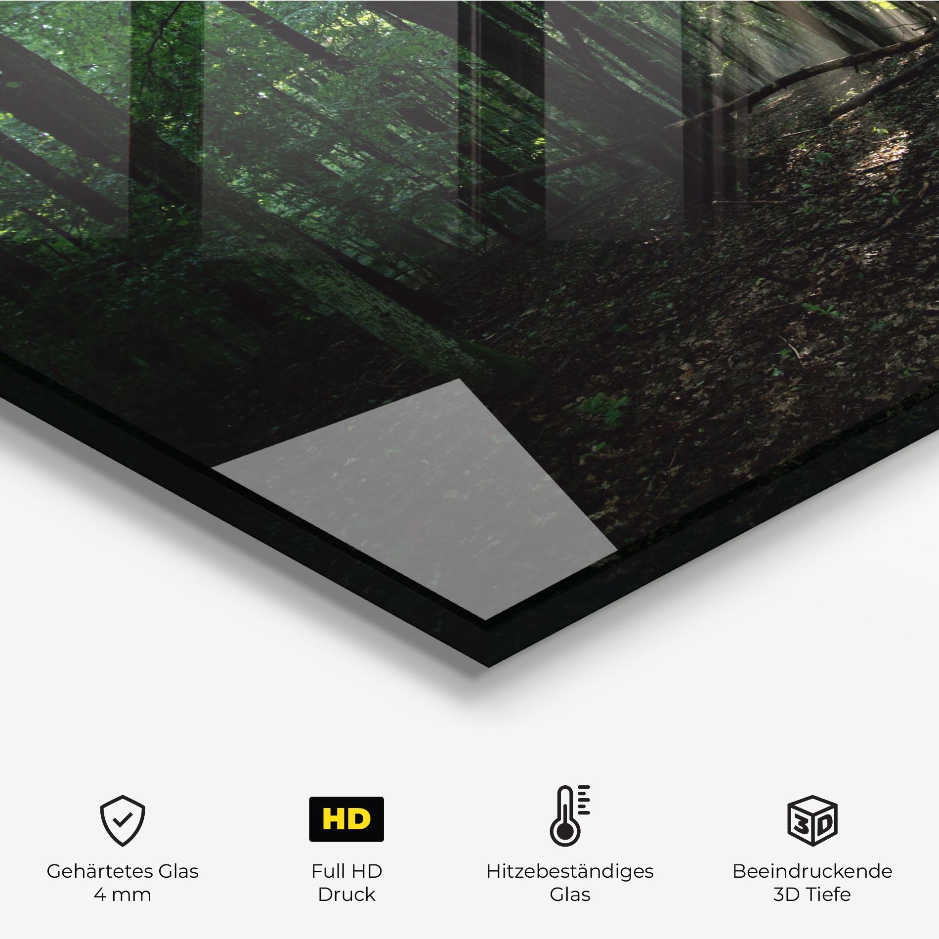 Küchenrückwand Glas Forest Sun Light mockup 2