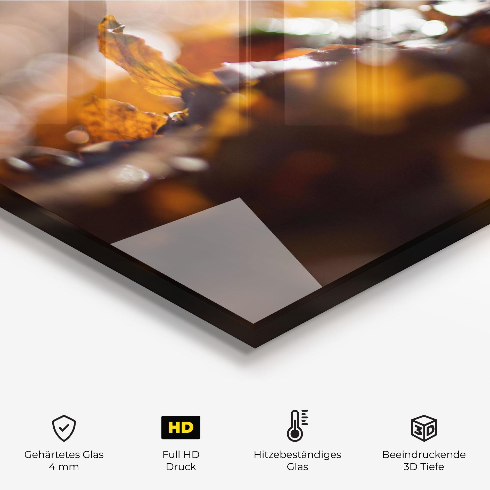 Küchenrückwand Glas Green Leaf Autumn mockup 2