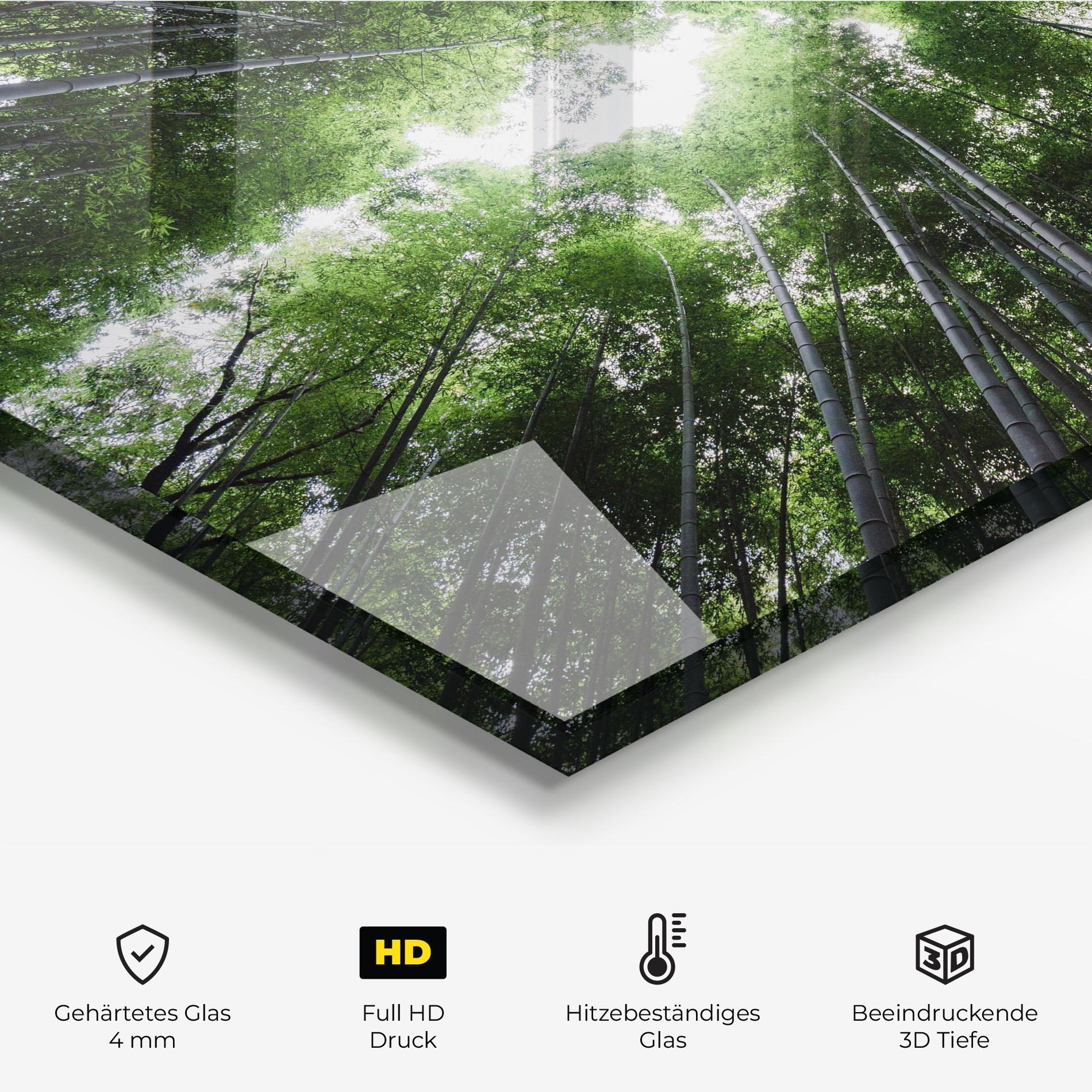 Küchenrückwand Glas Green Trees Forest mockup 2