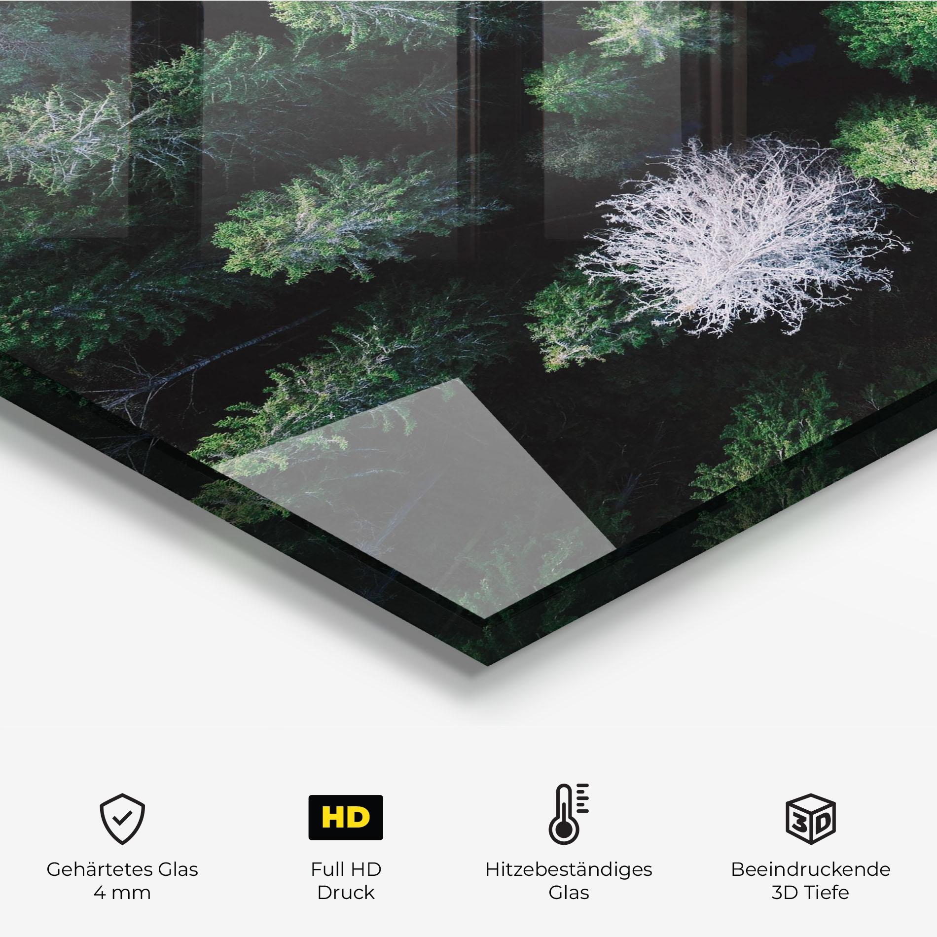 Küchenrückwand Glas Green Trees Road mockup 2