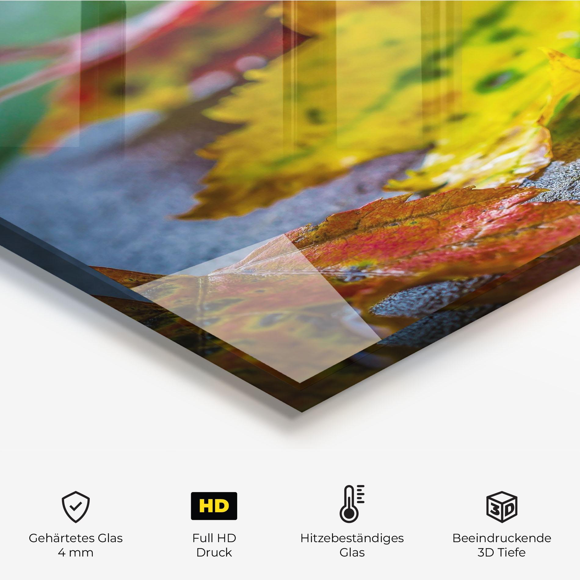 Küchenrückwand Glas Leaf Color Forest mockup 2