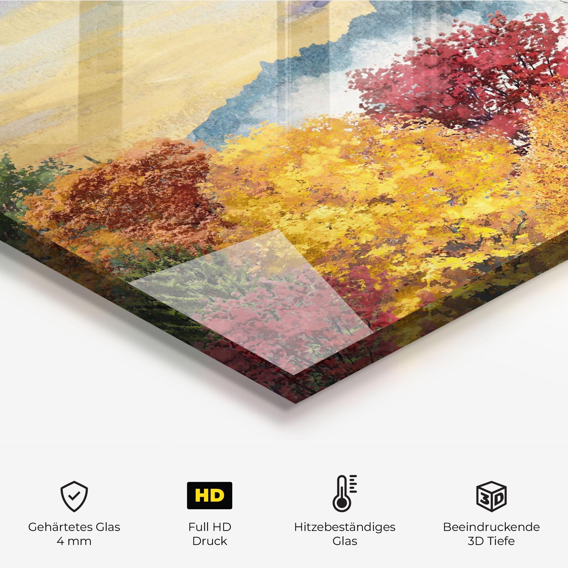 Küchenrückwand Glas Mix Color Trees mockup 2