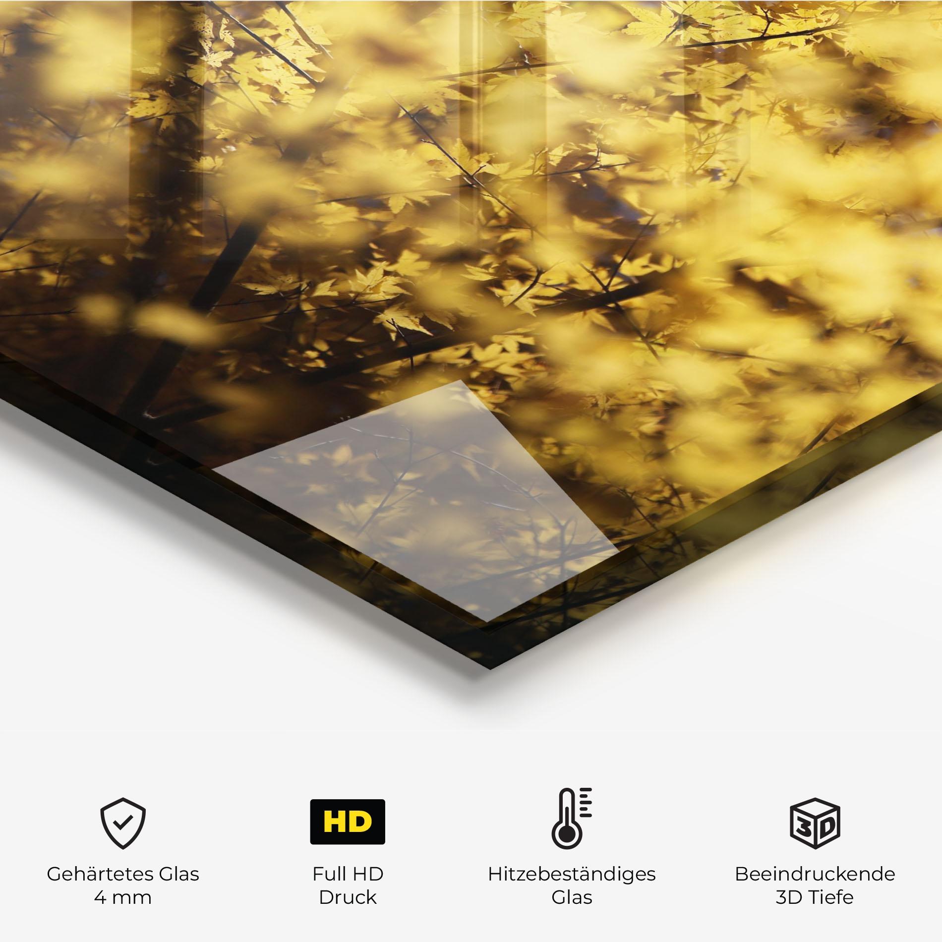 Küchenrückwand Glas Yellow Leaf Forest mockup 2