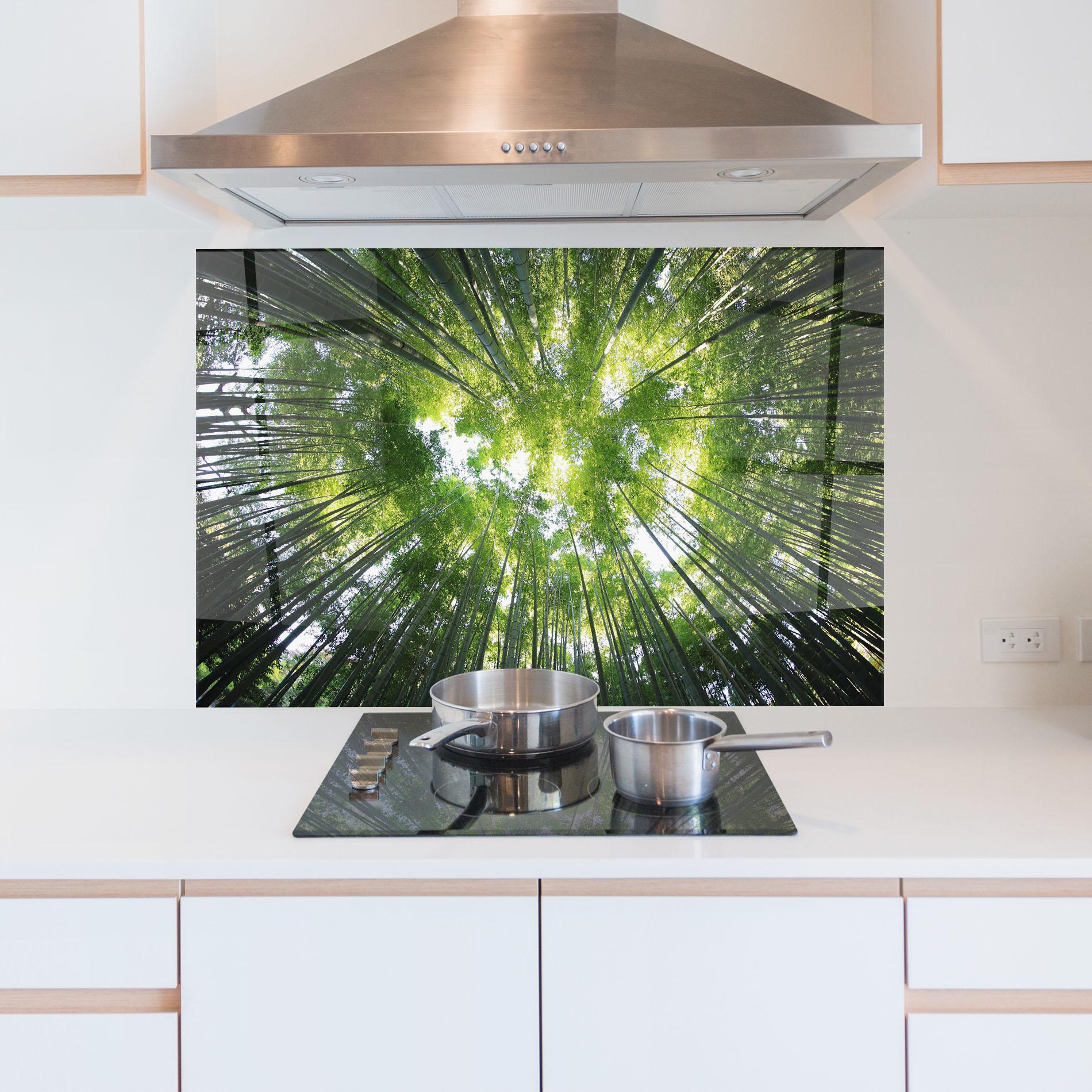 Küchenrückwand Glas Big Trees Morning mockup 5