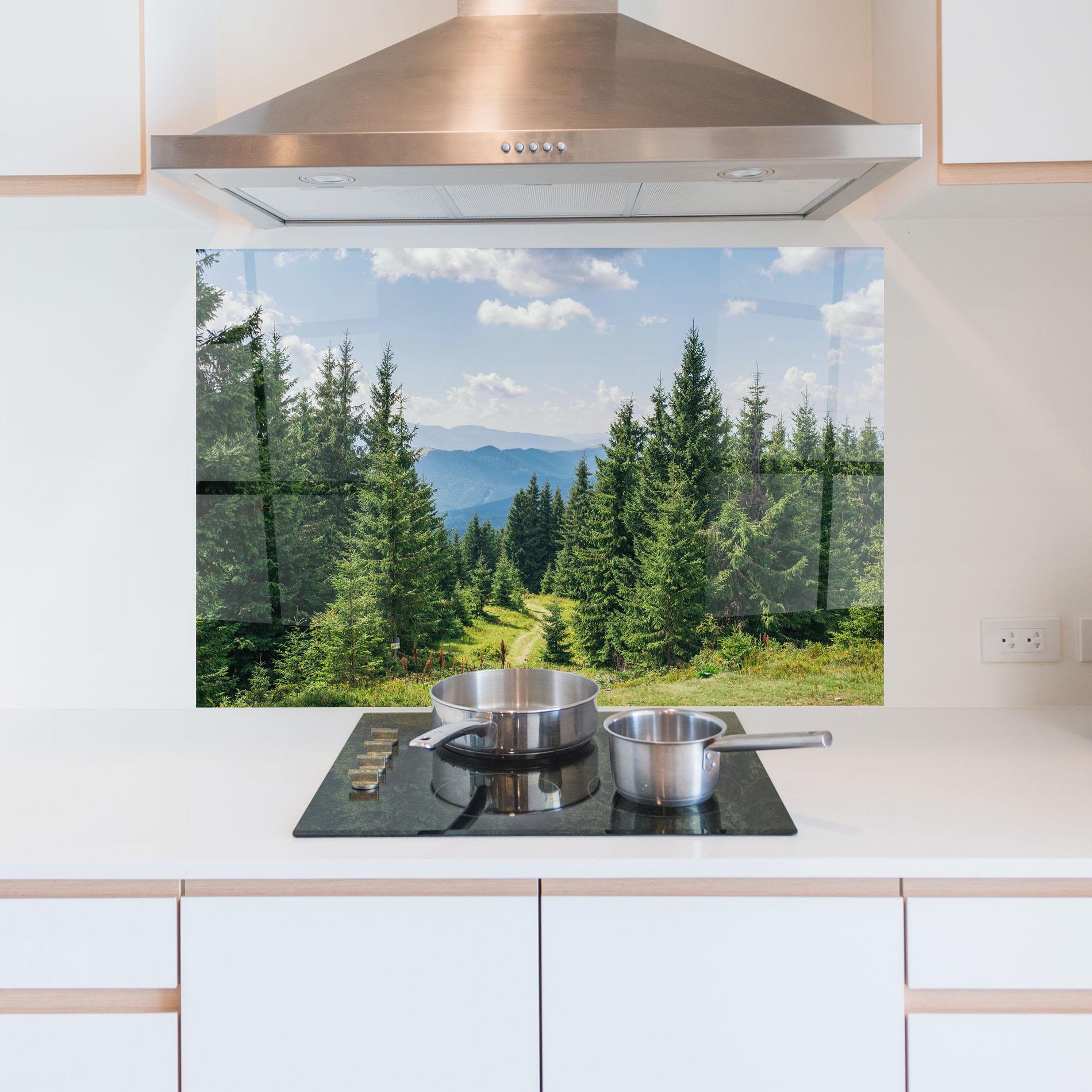 Küchenrückwand Glas Carpathian Mountain mockup 5